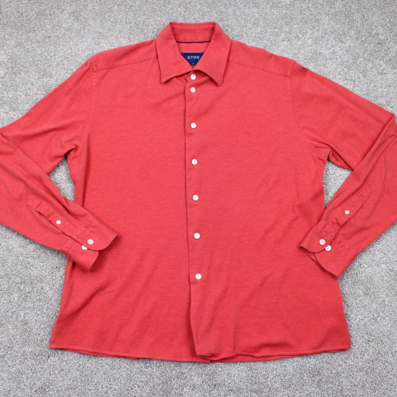 Eton ETON Shirt Men XL Red 100% Cotton Twill Long Sleeve Button-Up Size US XL / EU 56 / 4 - 2 Thumbnail