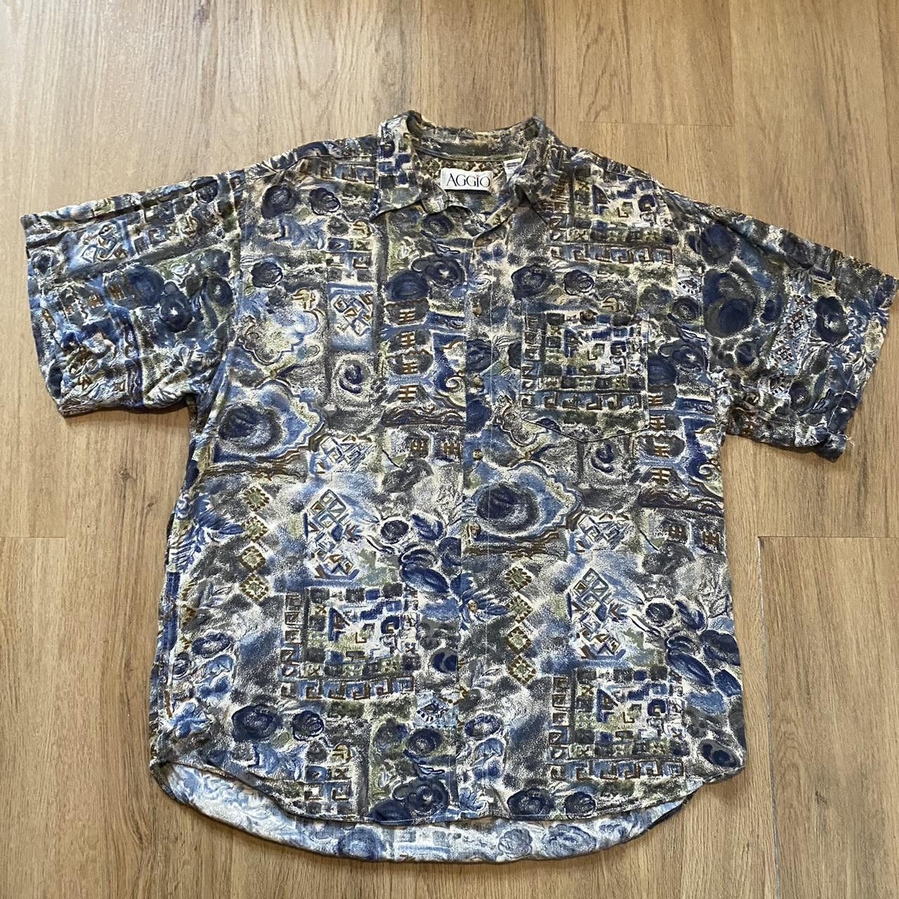 Other Cream and Green vintage 90s short sleeve button up Size US L / EU 52-54 / 3 - 1 Thumbnail