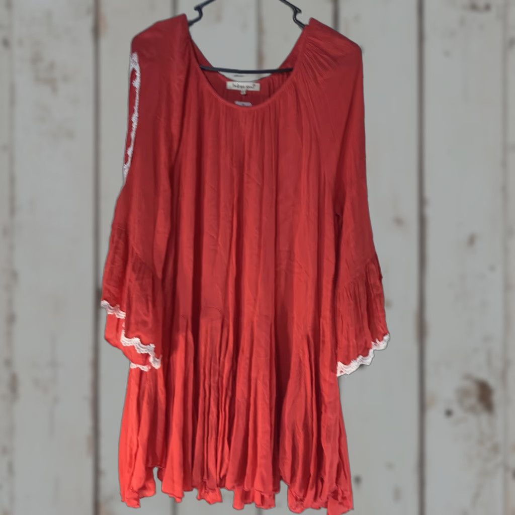 Vintage VINTAGE Indigo Soul Coral Cold Shoulder Tunic Womens L Rayon Crochet Blouse Long Sleeve Casual Fall Spring Winter Size L / US 10 / IT 46 - 1 Thumbnail