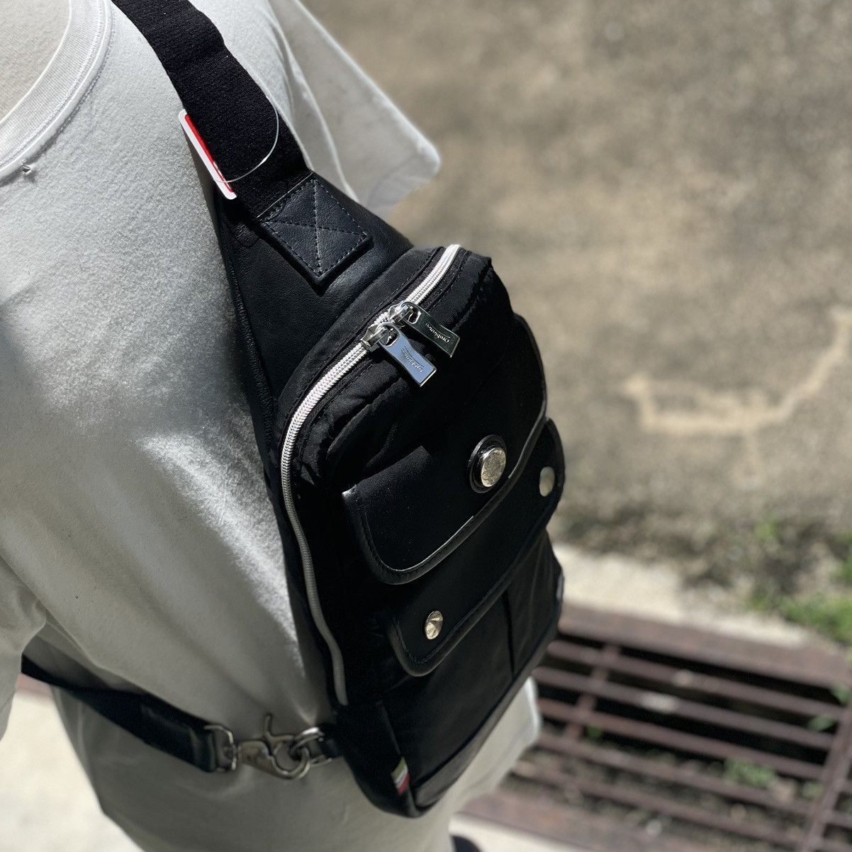 Leather × Orobianco Orobianco Nylon Trim by Leather Crossbody Made in Italy Size ONE SIZE - 4 Thumbnail