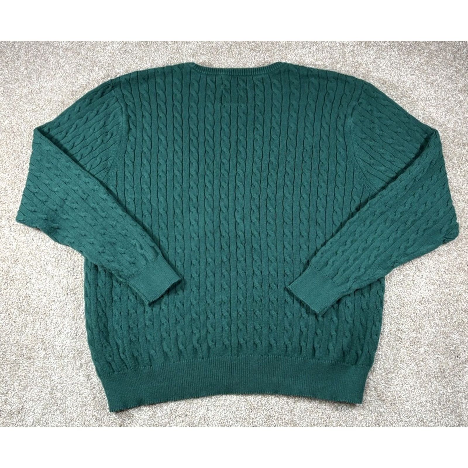 Vintage St. John's Bay Sweater Mens XL Green Cable-Knit Crewneck Pullover Knit Cotton Nylon Regular Sleeve Long Vintage No Size US XL / EU 56 / 4 - 6 Thumbnail