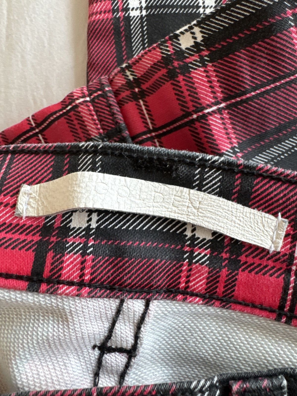 Golden Denim Red & Black Plaid Denim Pants Size US 32 / EU 48 - 4 Thumbnail