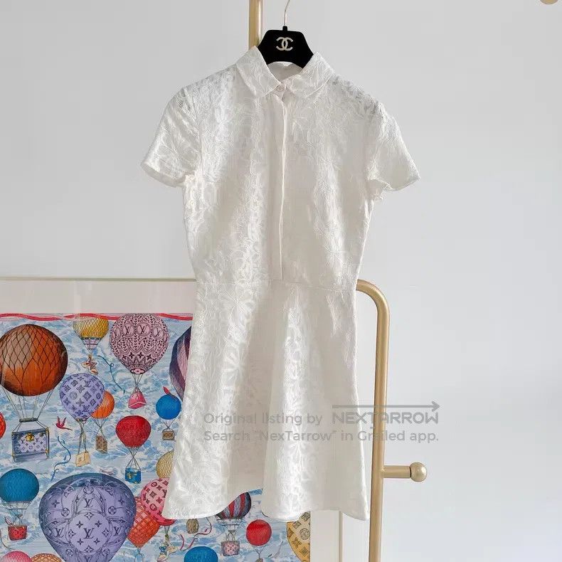 Valentino Valentino White dark vein jacquard dress Size S / US 4 / IT 40 - 1 Thumbnail