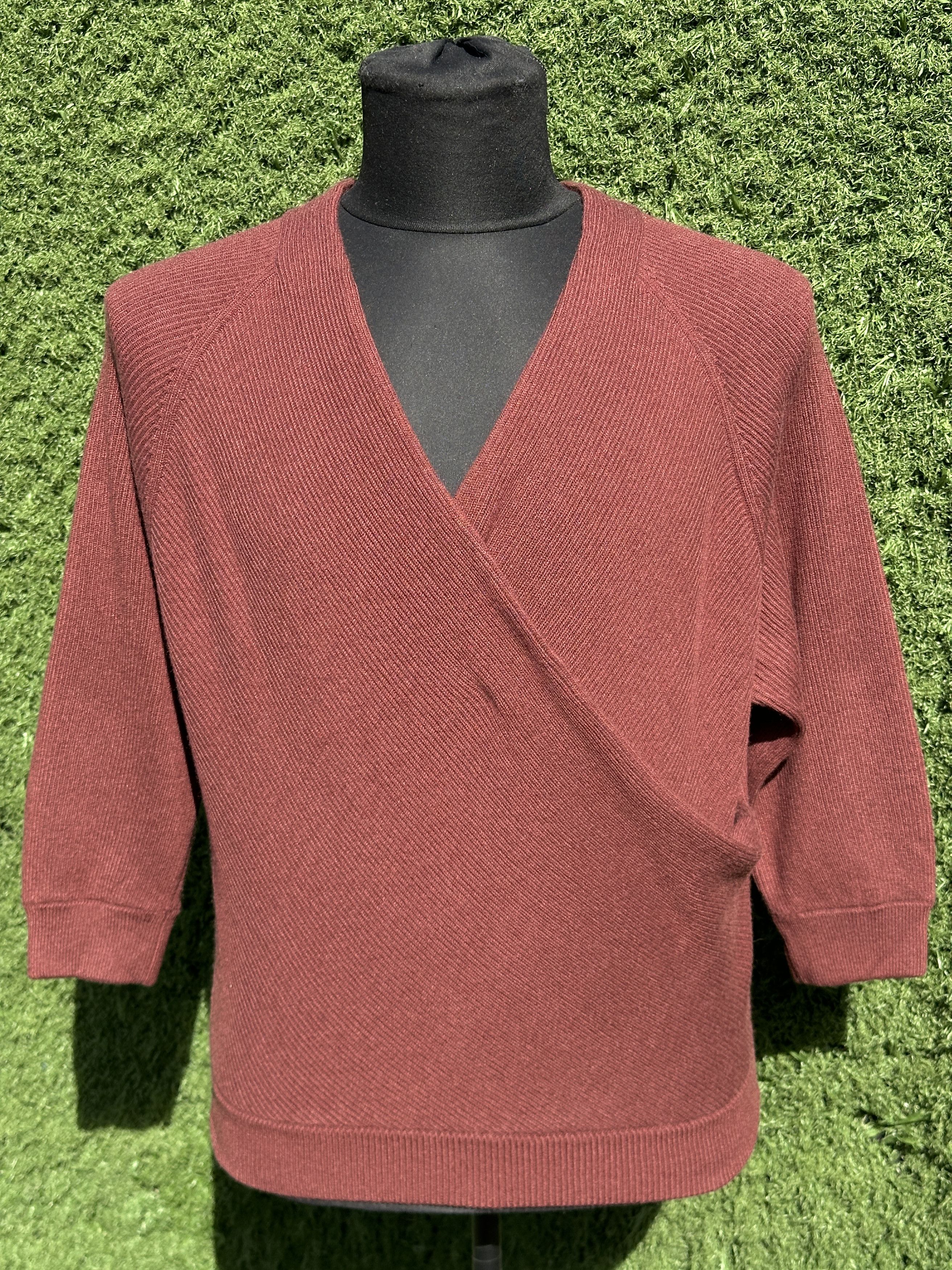Brunello Cucinelli Brunello Cucinelli 100% Cashmere Wrap Cardigan Burgundy L Size L / US 10 / IT 46 - 1 Thumbnail