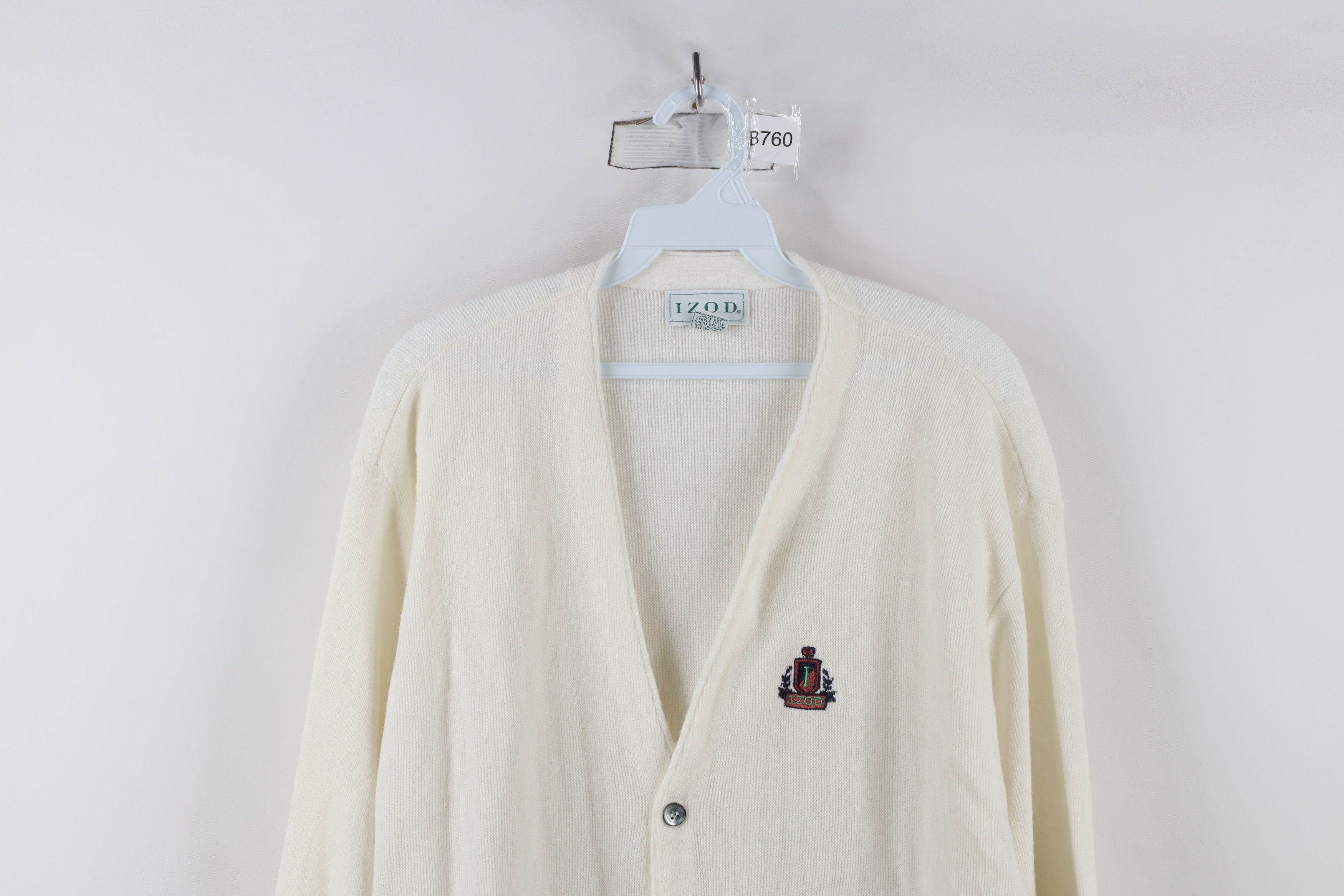 Izod × Vintage Vintage 80s 90s Izod Knit Cardigan Sweater White USA Acrylic Size US L / EU 52-54 / 3 - 2 Thumbnail