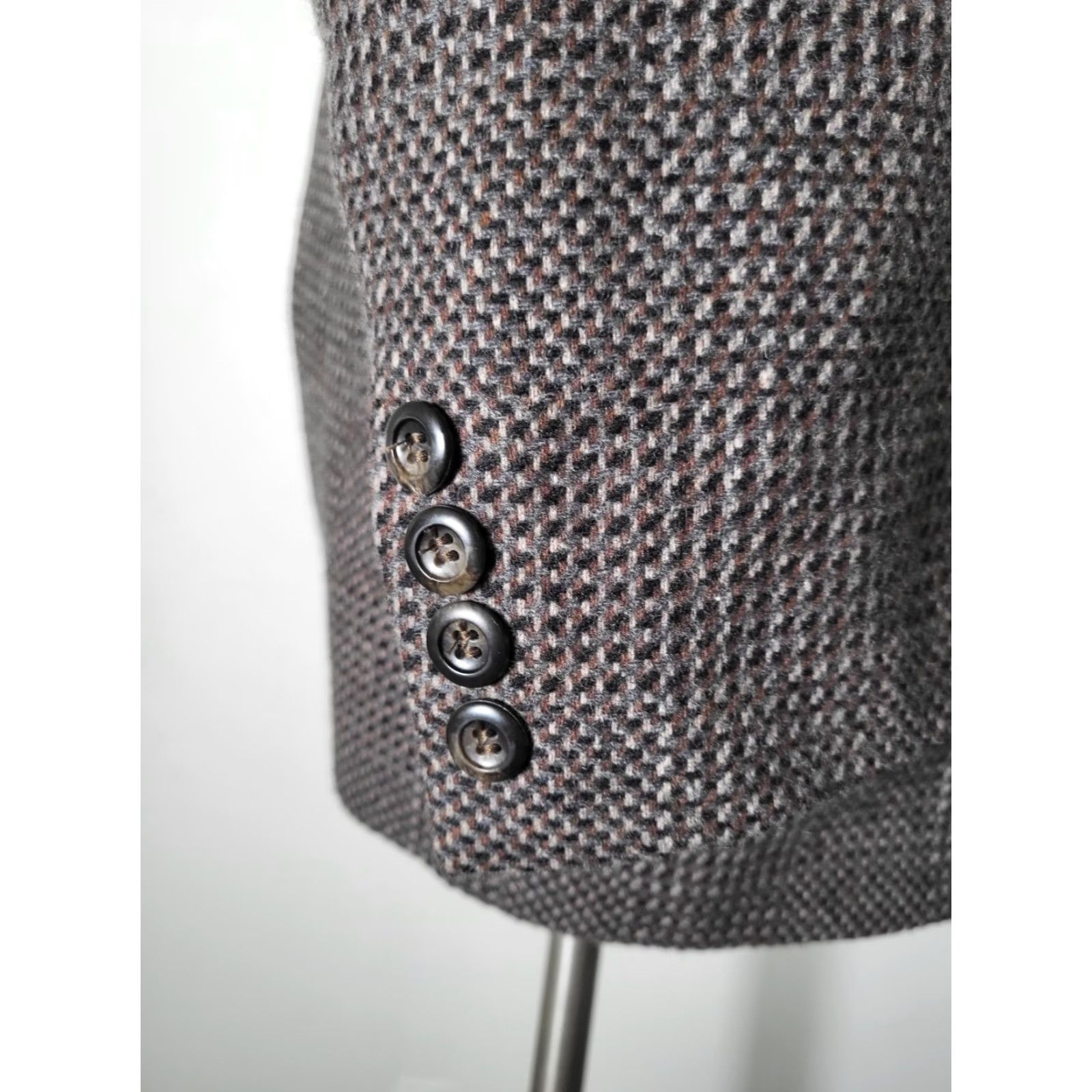 Vintage VINTAGE Austin Grey Brown Black Check Woven Tweed Wool Coat Jacket Blazer Size 40R - 5 Thumbnail