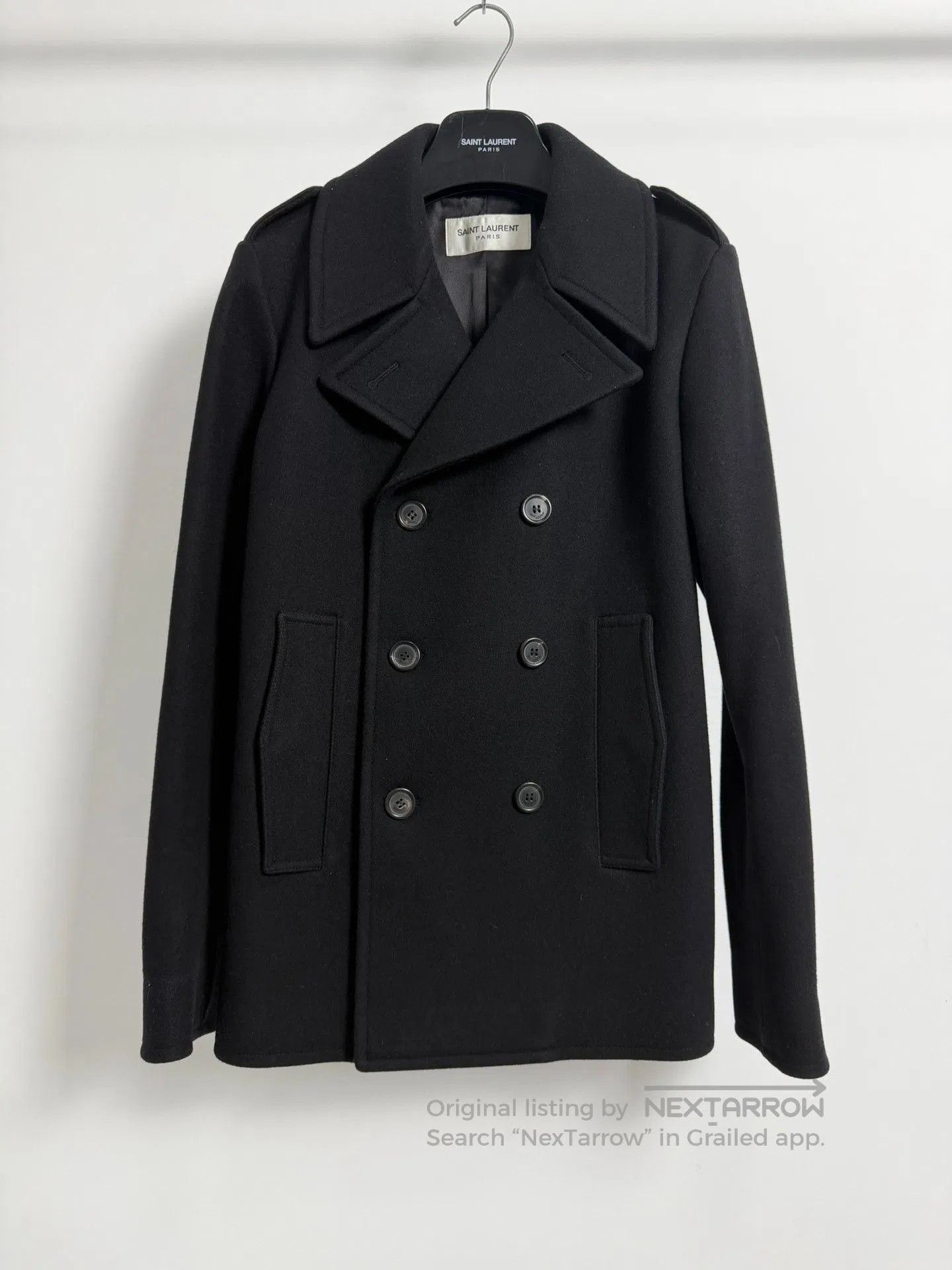 Saint Laurent Paris Saint Laurent Black Double-Breasted Wool Coat. Size US S / EU 44-46 / 1 - 1 Thumbnail