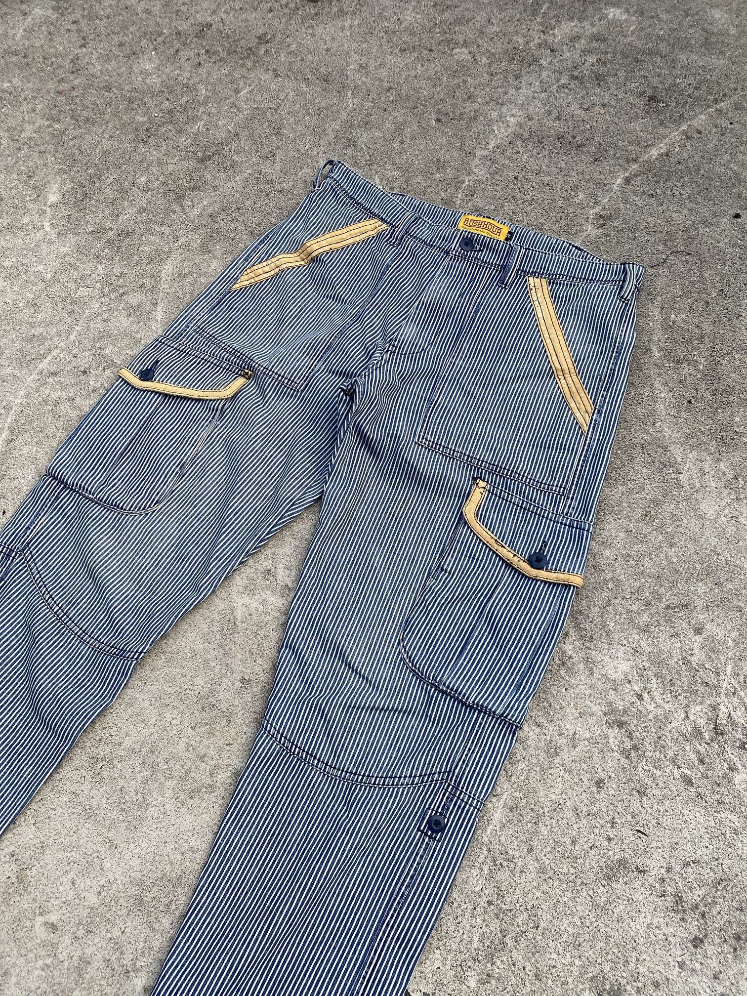Japanese Brand RUSH HOUR HICKORY PRISONER CARGO PINSTRIPED W34X28 Size US 34 / EU 50 - 4 Thumbnail