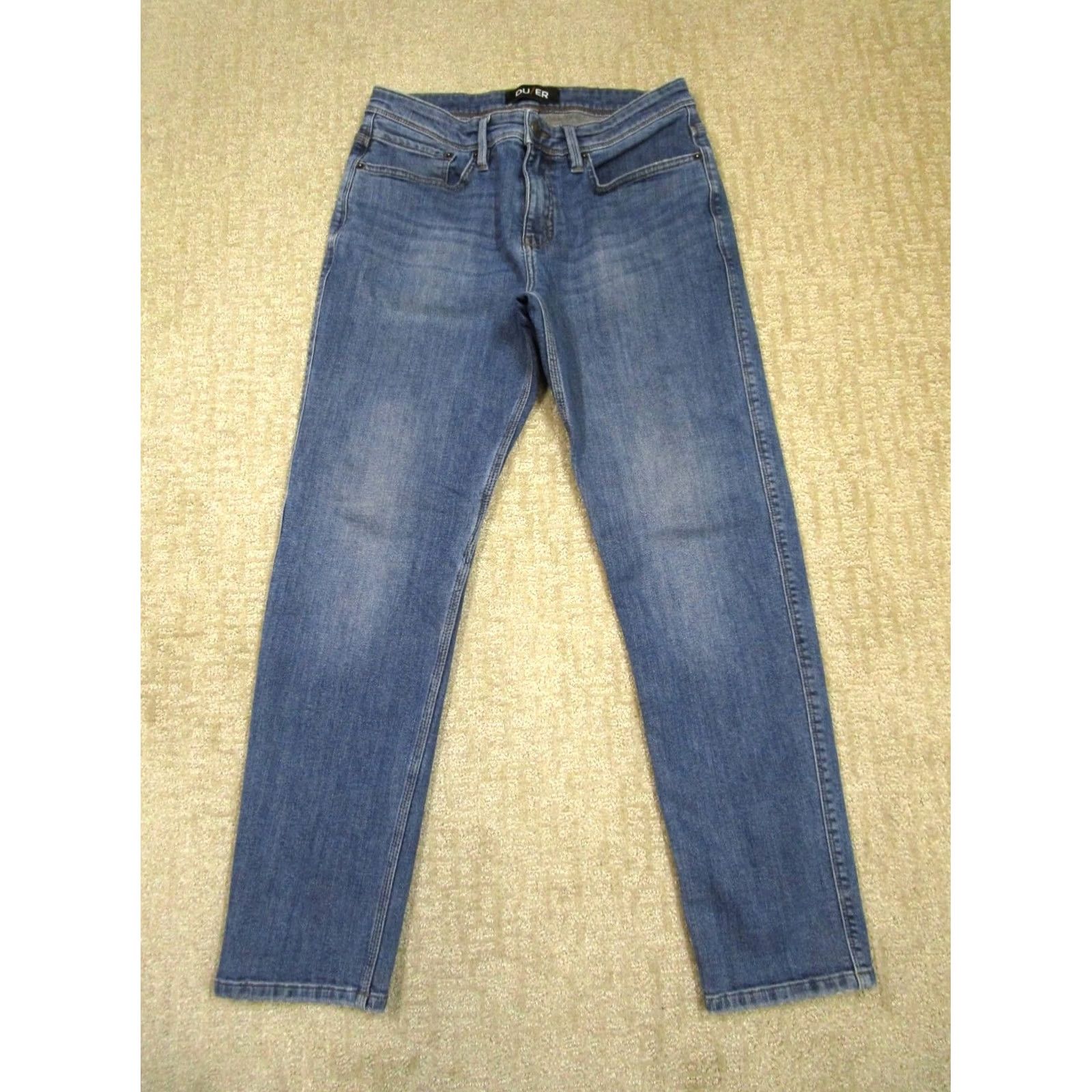 Denime DU/ER Jeans Men 32x30 Dark Wash Blue Slim Straight Jeans Denim 5-Pocket Logo Size US 32 / EU 48 - 2 Thumbnail