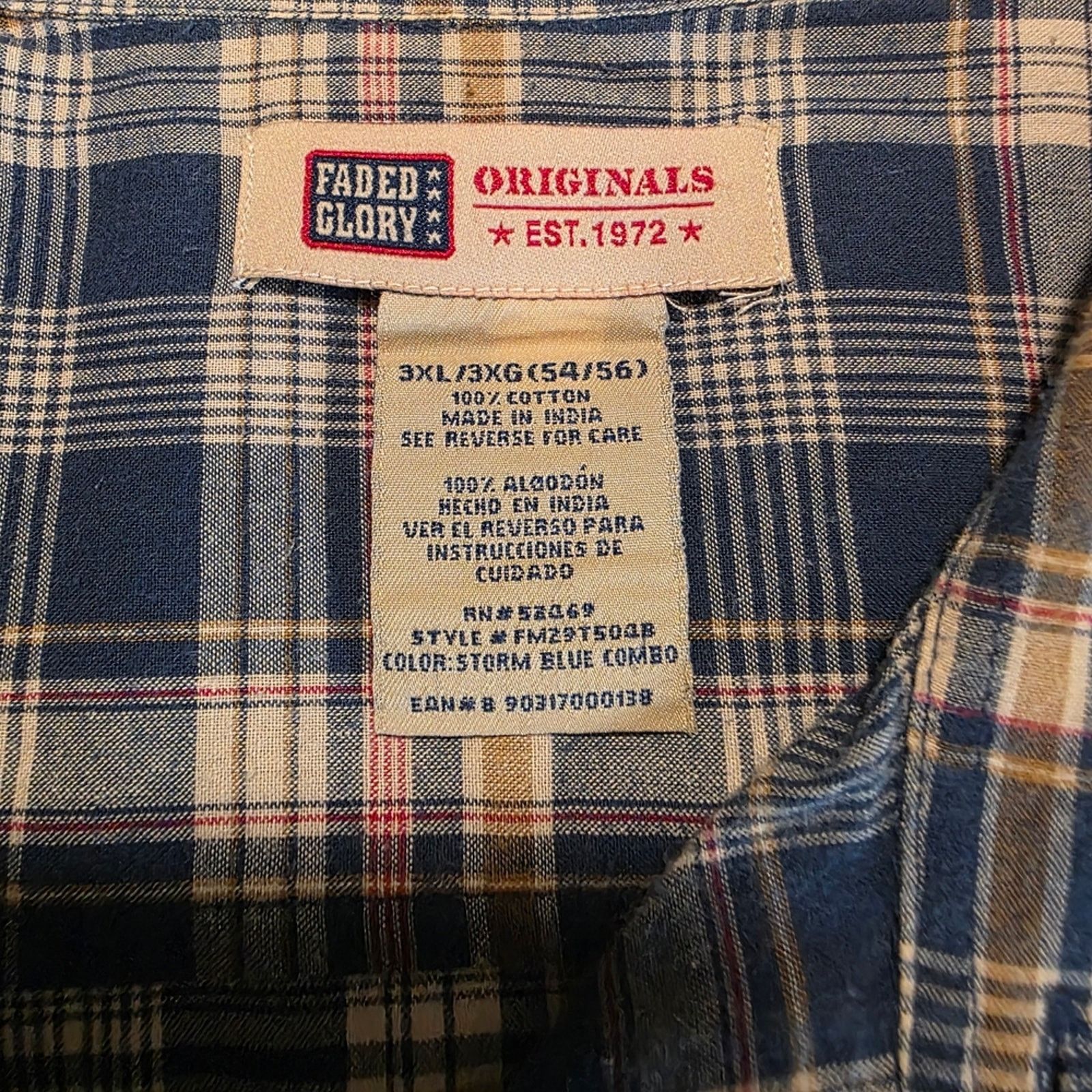 Faded Glory Men's Blue Plaid Shirt 3XL Size US XXL / EU 58 / 5 - 2 Thumbnail