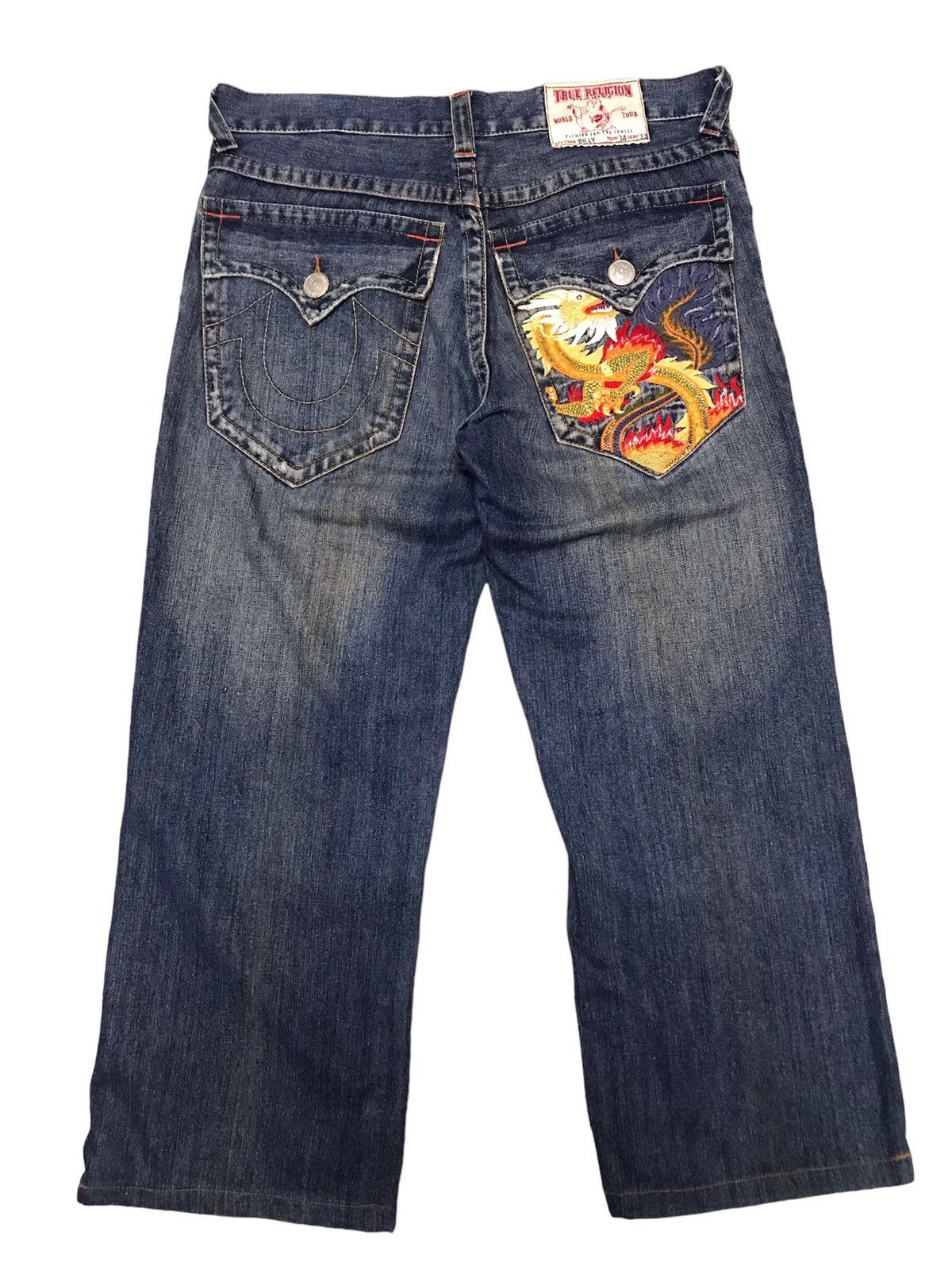 image of True Religion Billy Dragon Embroidered Jeans in Indigo, Men's (Size 36)