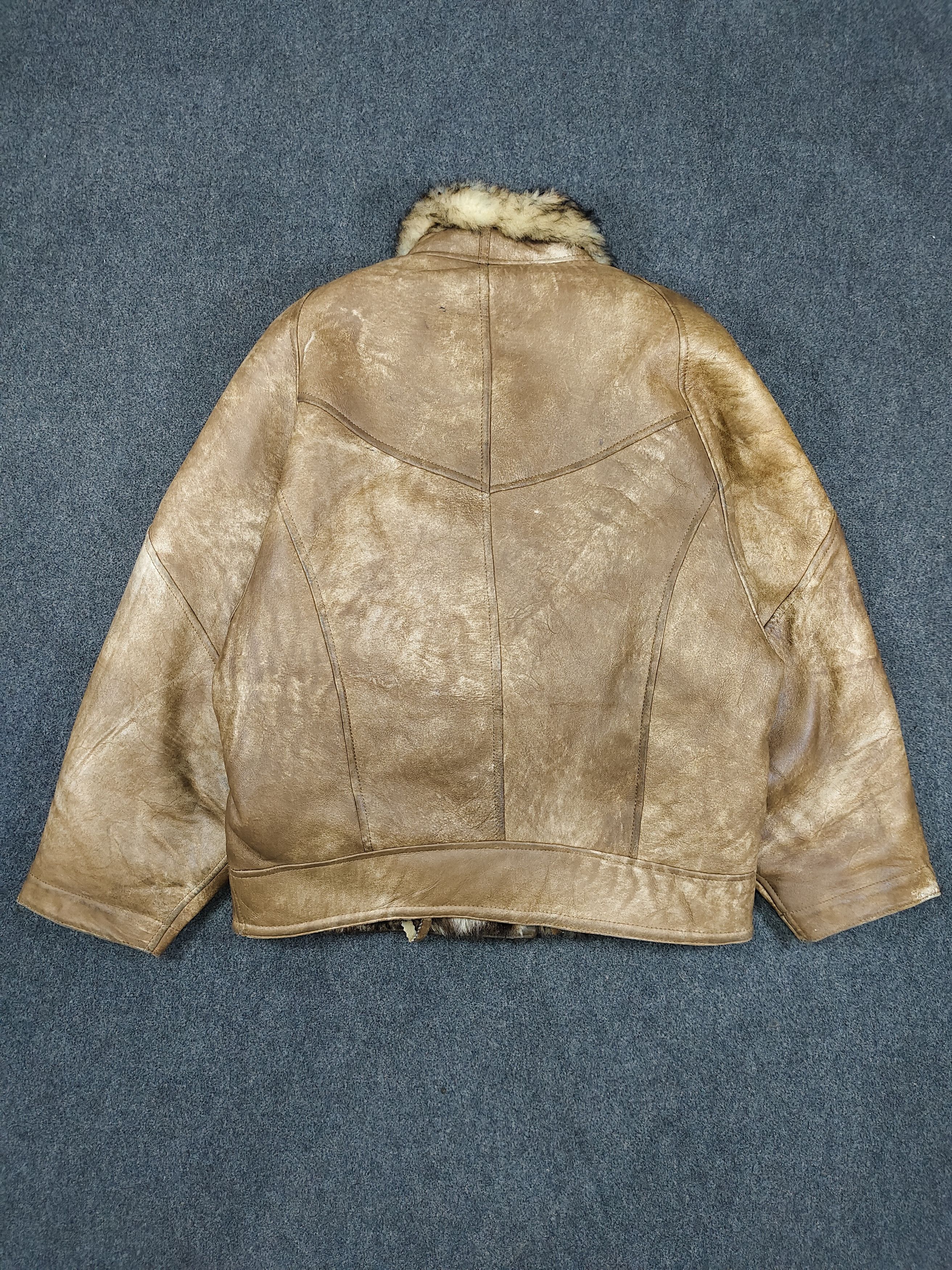 Vintage 80s FLORA- Oversized Real Fur Shearling Lined Leather Bomber Size US L / EU 52-54 / 3 - 10 Thumbnail