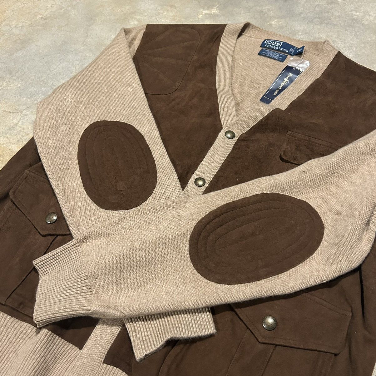 Polo Ralph Lauren × Vintage NWT Vintage Polo Ralph Lauren Cashmere Suede Front Cardigan Size US XXL / EU 58 / 5 - 7 Thumbnail