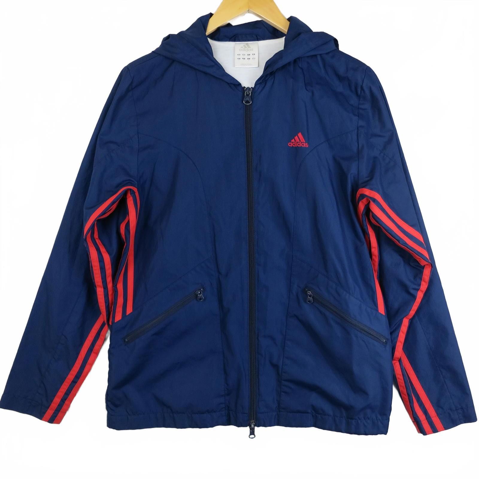 Adidas Adidas Navy Blue Hooded Windbreaker with Red Stripes Men's S Size US S / EU 44-46 / 1 - 1 Thumbnail
