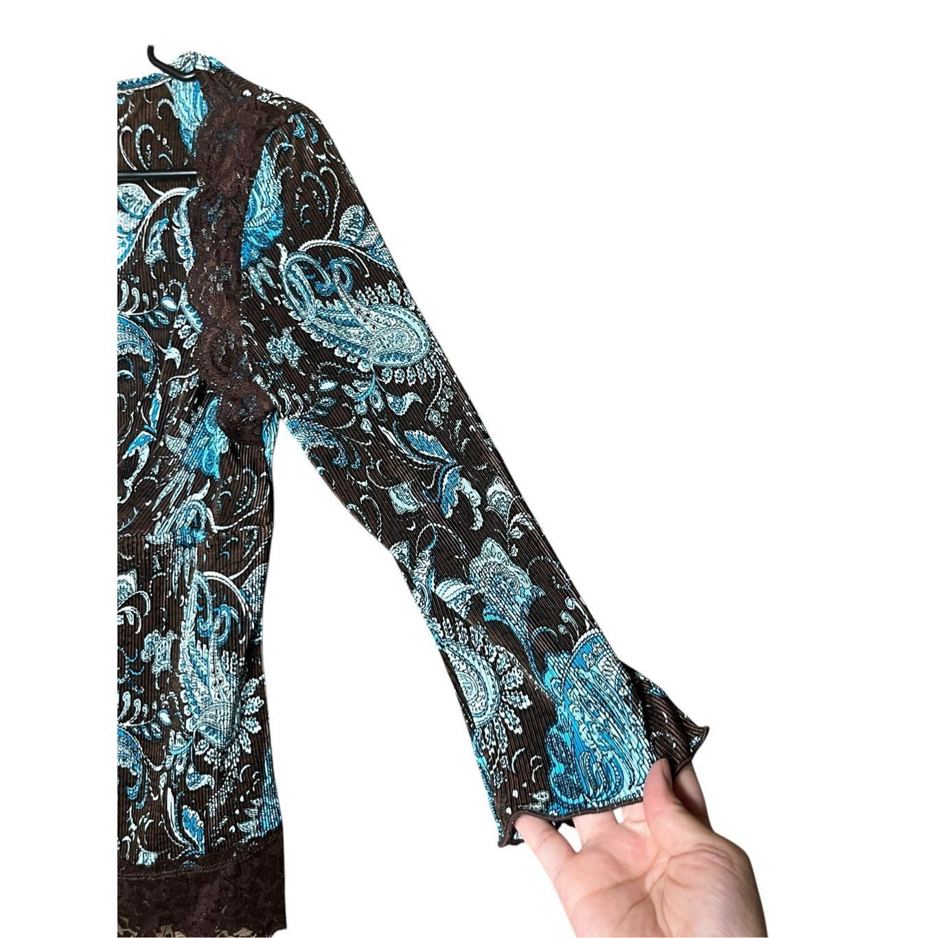 Other JTB Paisley Blue & Black V-Neck Top Blouse Sequin Detail Siz Size M / US 6-8 / IT 42-44 - 5 Thumbnail