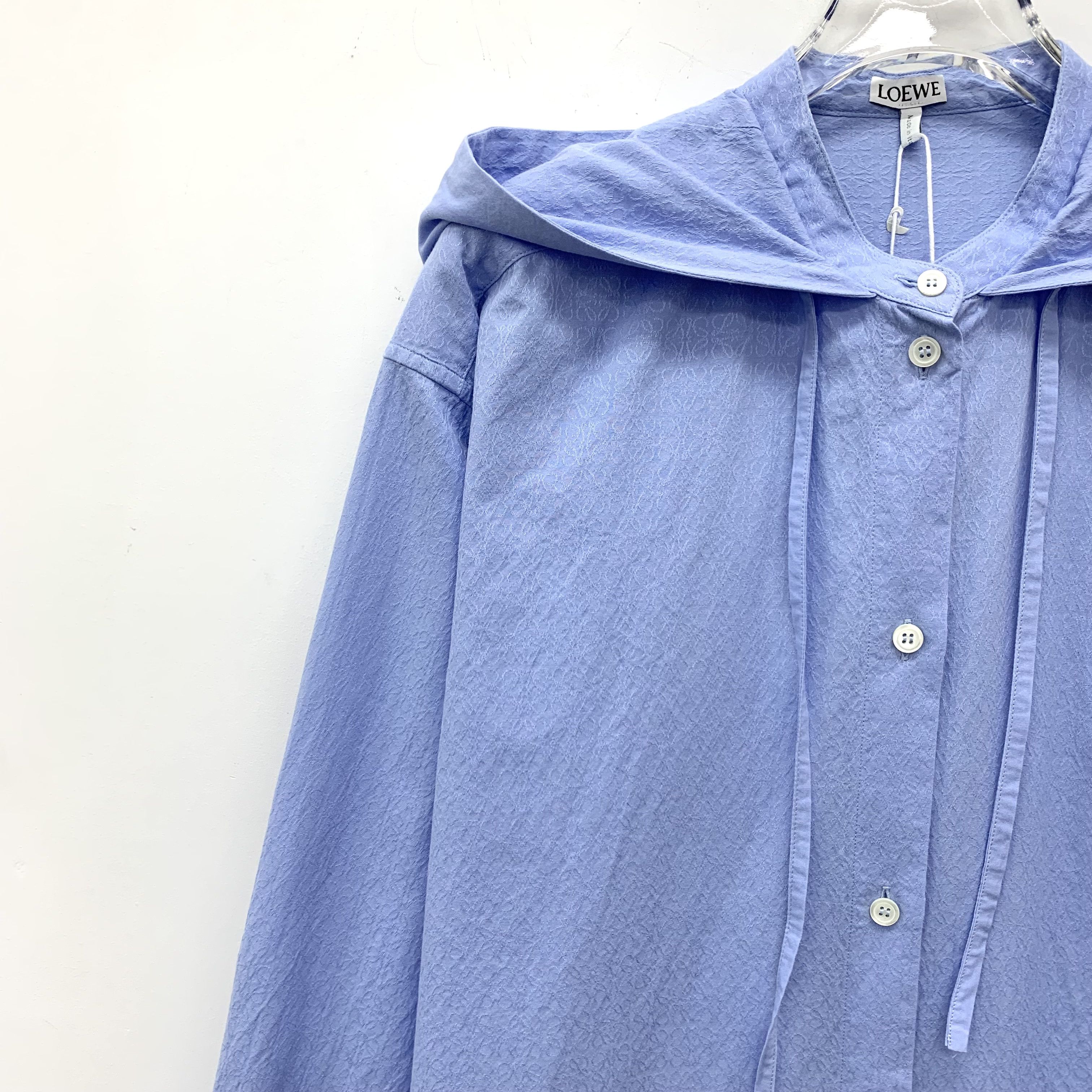 Loewe Loewe Anagram Logo Hooded Shirt Blue (36) Size XS / US 0-2 / IT 36-38 - 3 Thumbnail