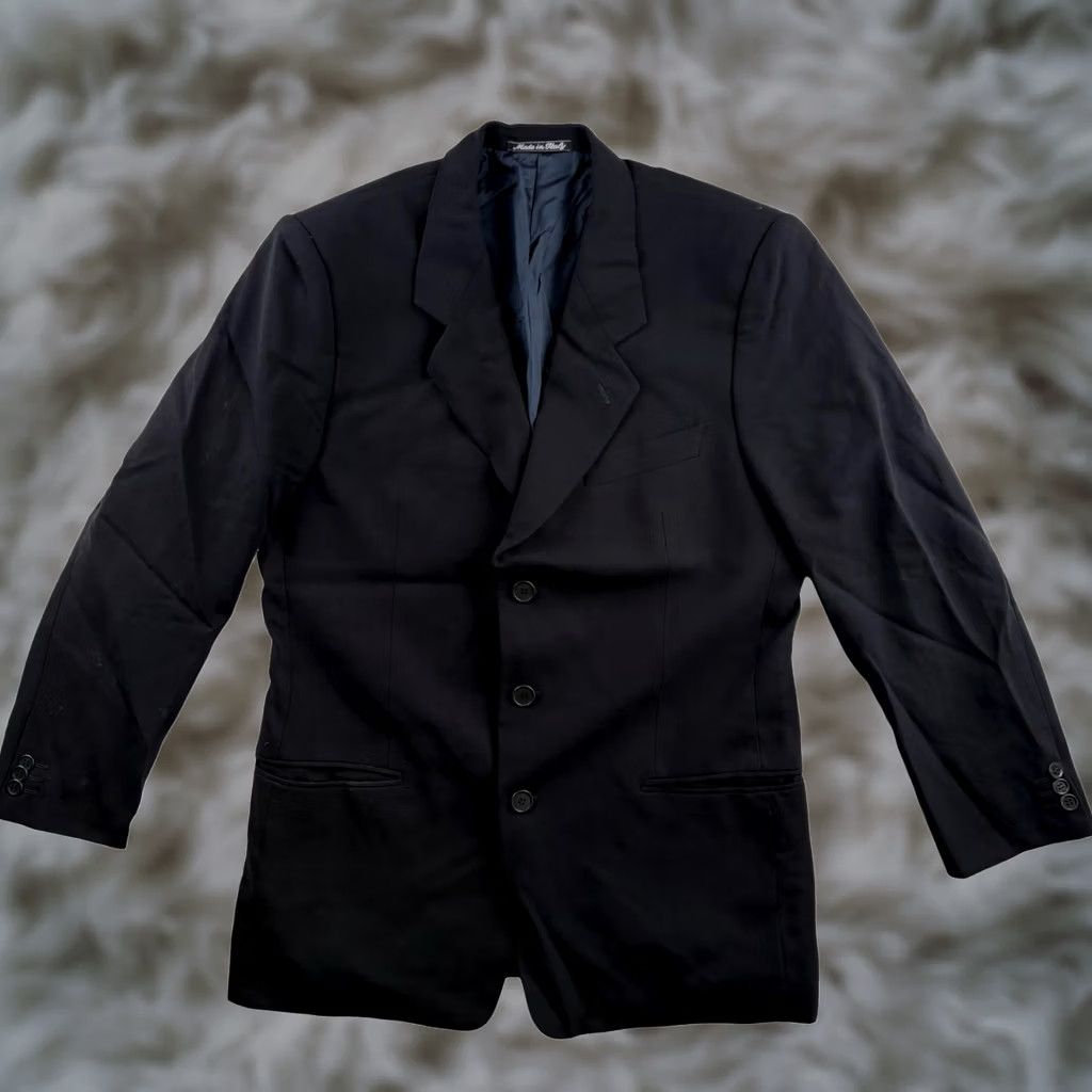 Giorgio Armani Giorgio Armani Blazer Jacket Men’s Wool Blend Blue 40S Italy 2 Piece Notch Lapel Front Two-Button Ventless Regular Short Solid Vintage: No Mens Size 40R - 1 Thumbnail