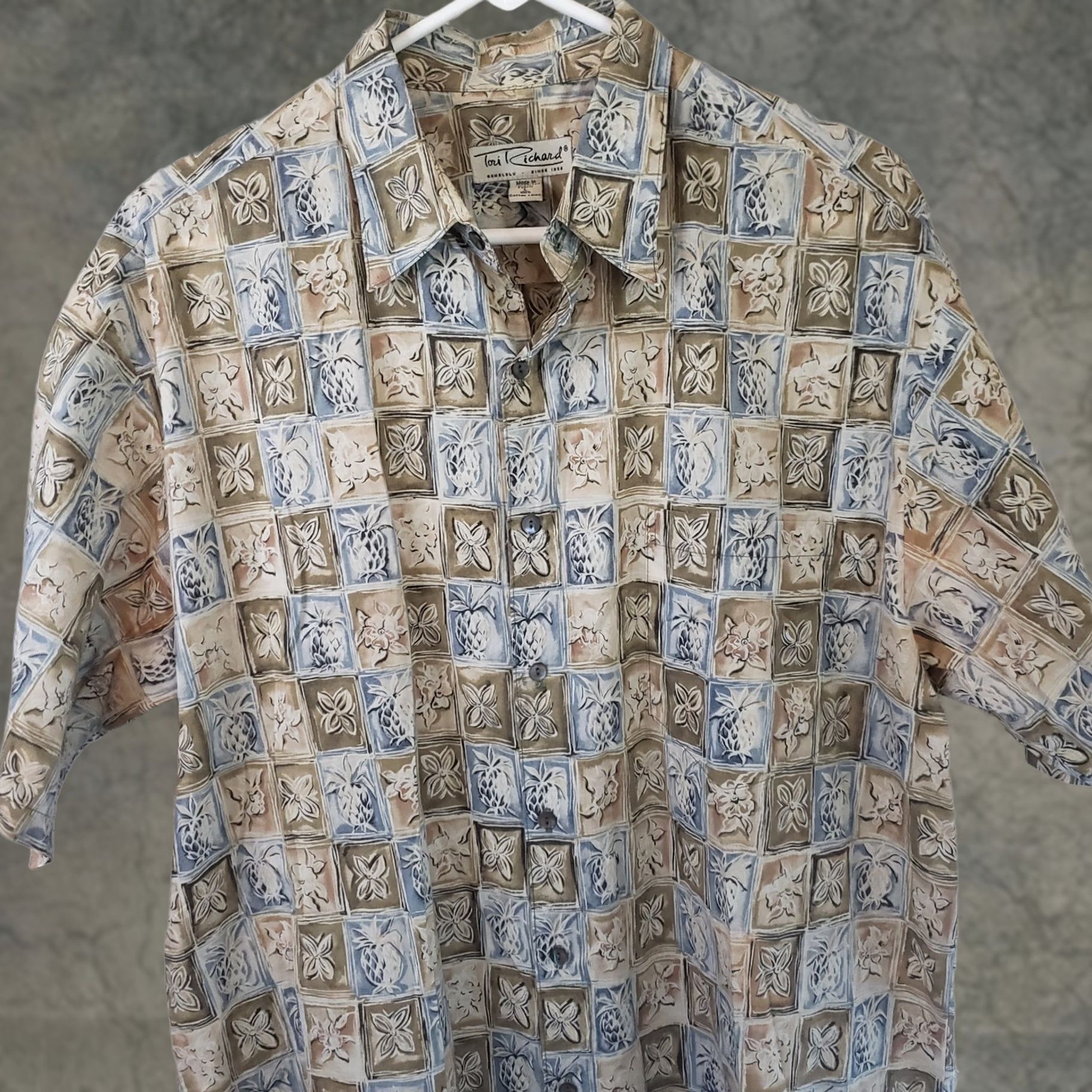 Tori Richard Tori Richard Shirt Geometric Hawaiian Cotton Button-Up Short Sleeve L Multicolor Mens Size US L / EU 52-54 / 3 - 1 Thumbnail