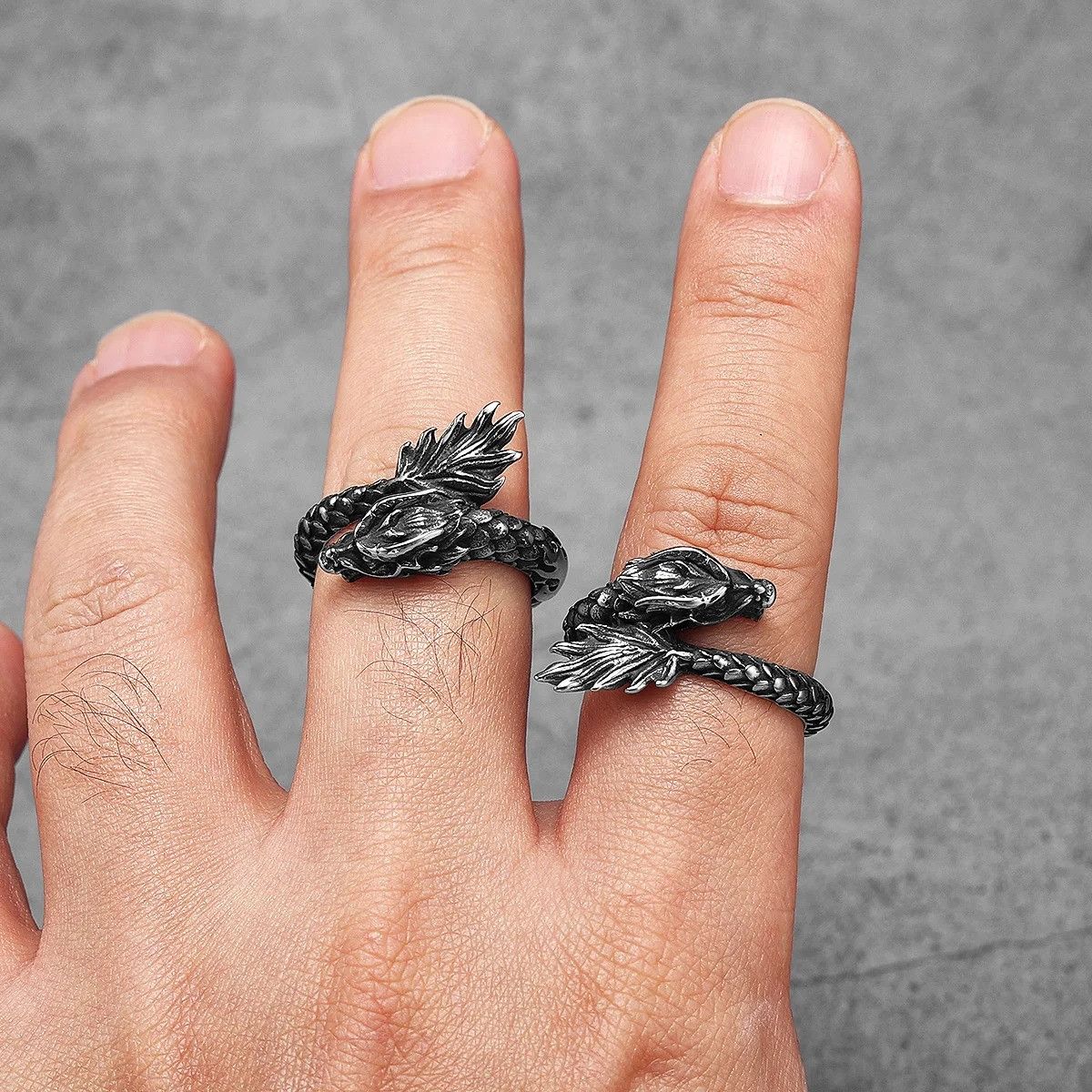 Jewelry Punk Dragon Ring Streetwear Jewelry Fashion Gift Size ONE SIZE - 4 Thumbnail
