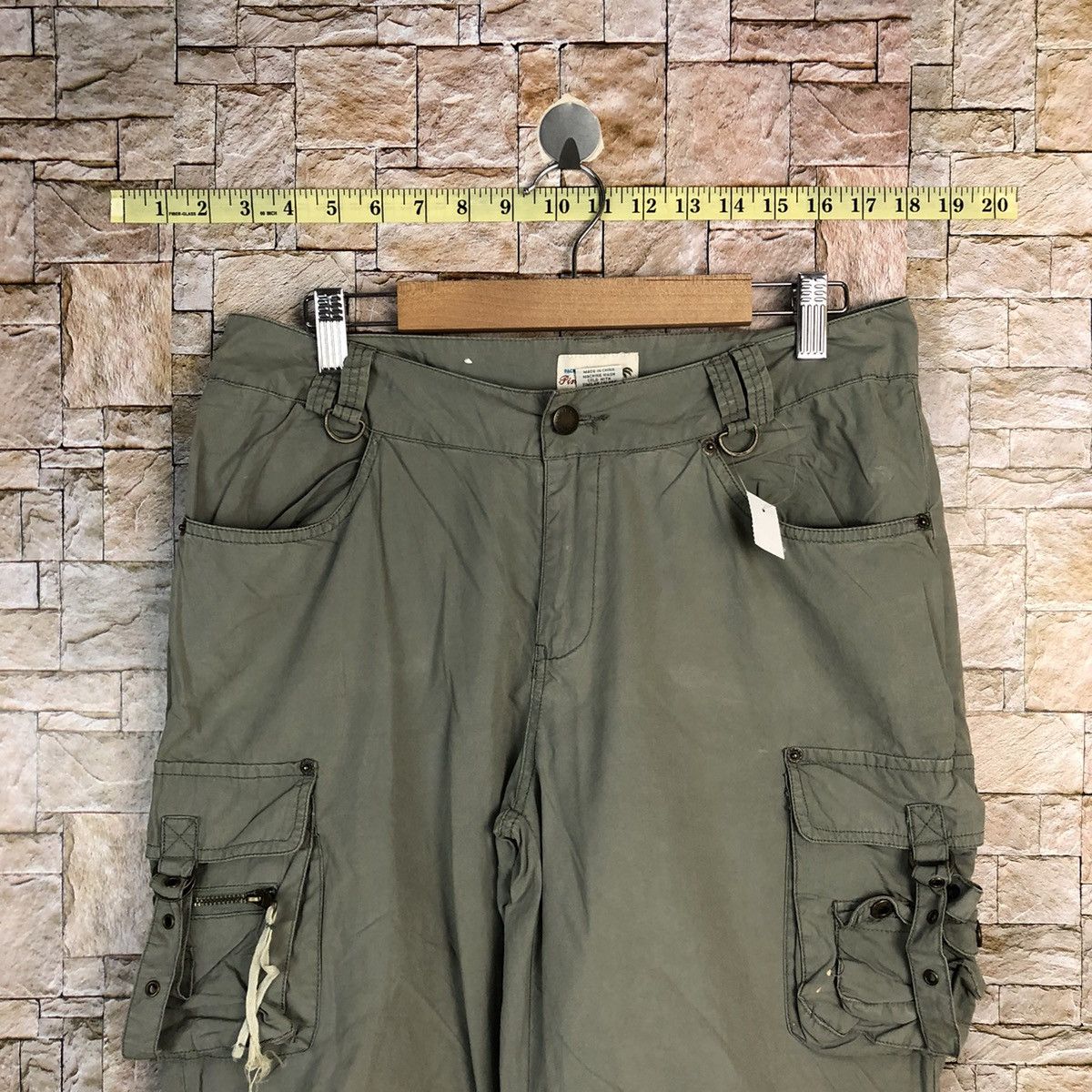Japanese Brand Pinky Girl Green Cropped spring cargo Pants #A743 Size 29" - 4 Thumbnail
