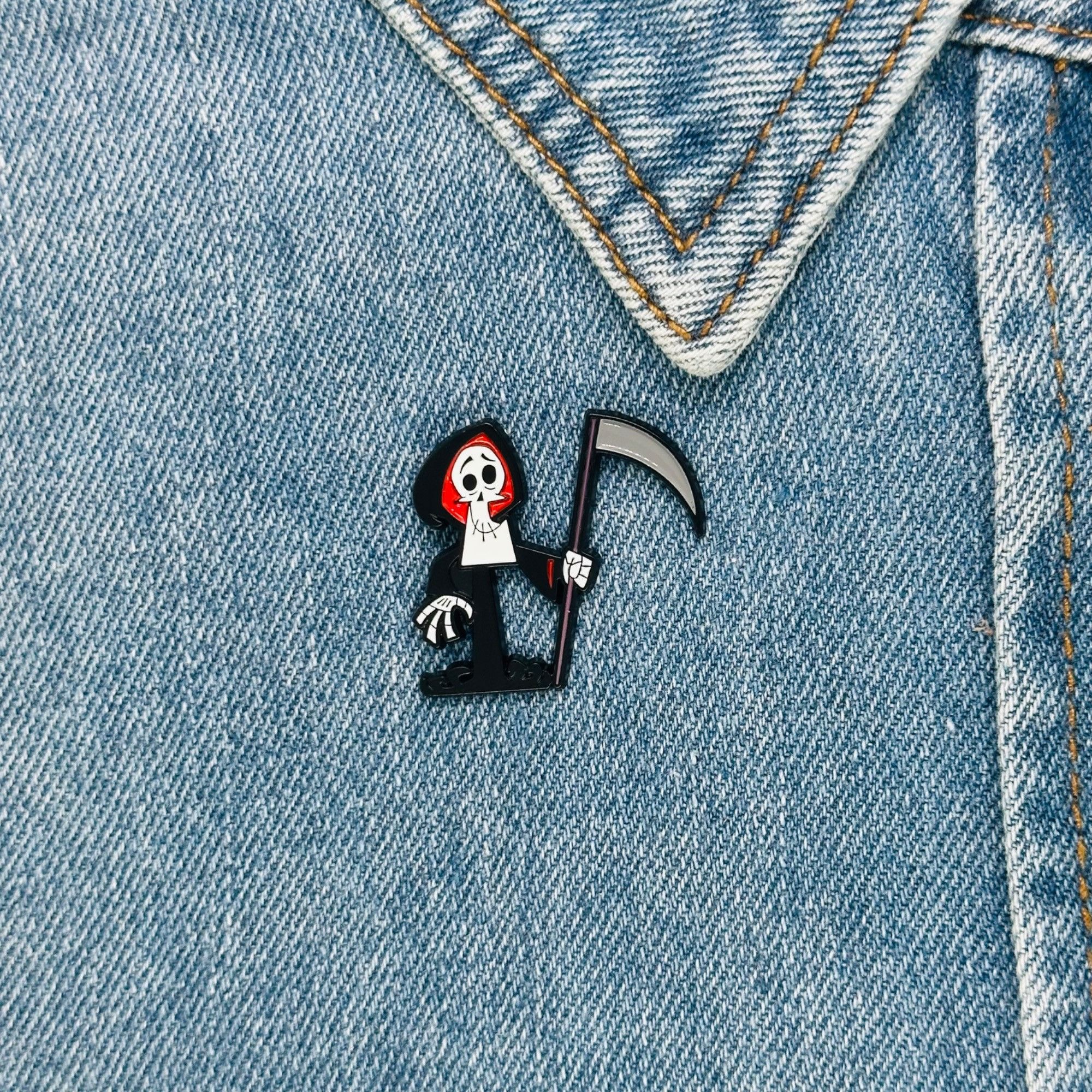 Other 🤩New Oz Enamel Death Pin The Grim Adventures of Billy & Man Size ONE SIZE - 1 Thumbnail