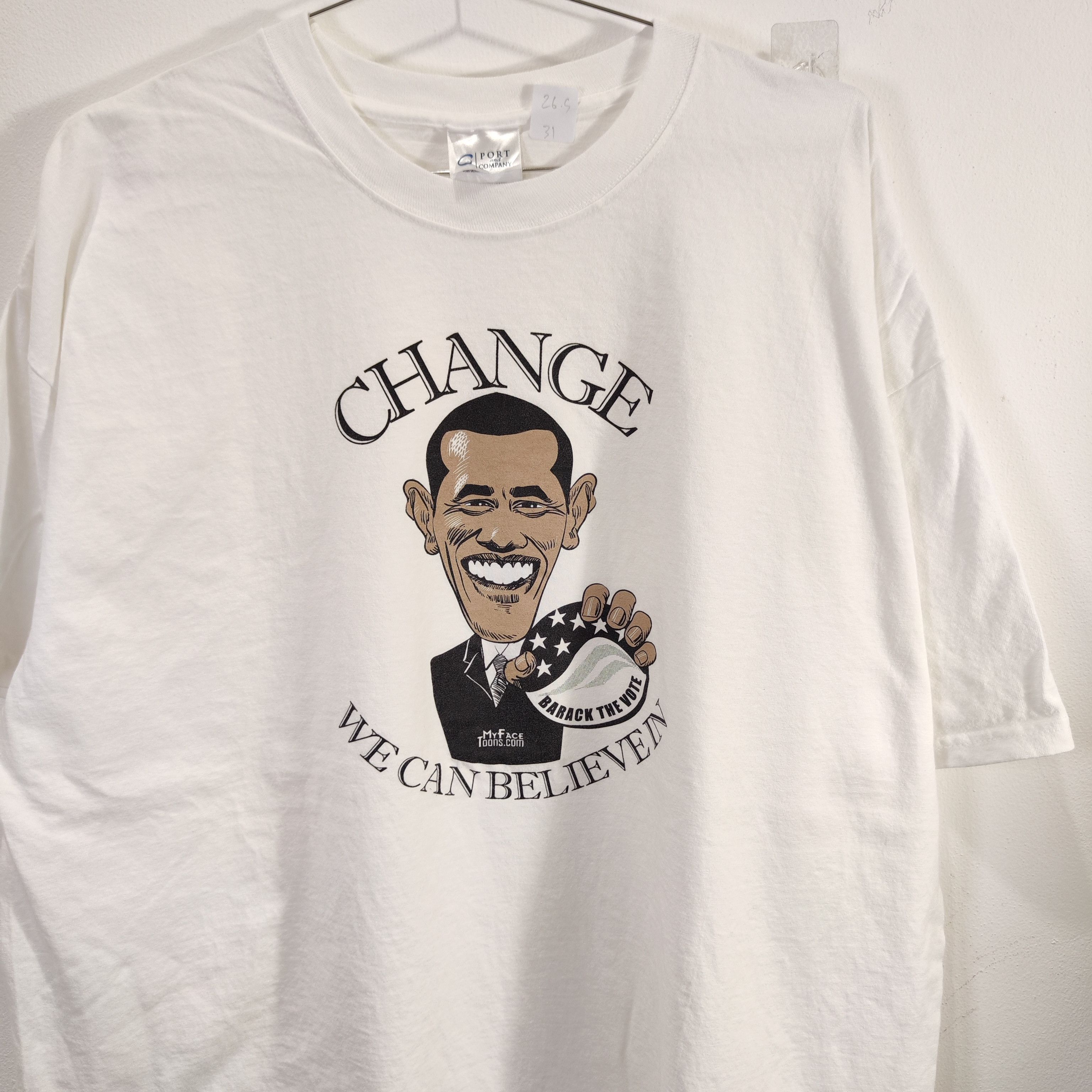 Port & Company Obama Vintage Humor T shirt Vote President USA White 2XL Size US XXL / EU 58 / 5 - 1 Thumbnail