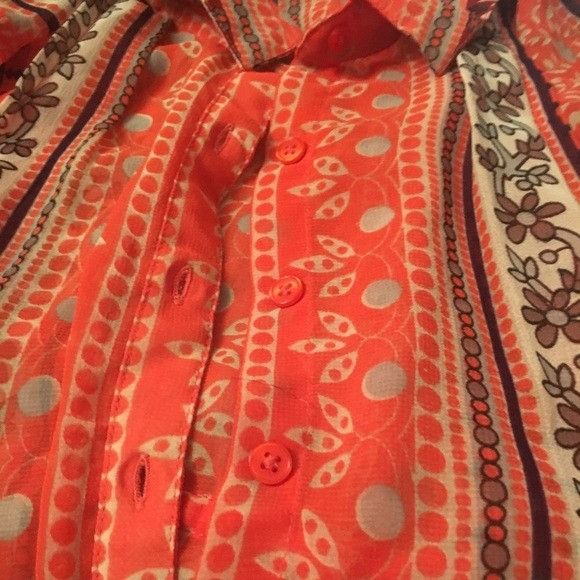 Free People Free People orange Floral Striped Button Down Top Size M / US 6-8 / IT 42-44 - 4 Thumbnail