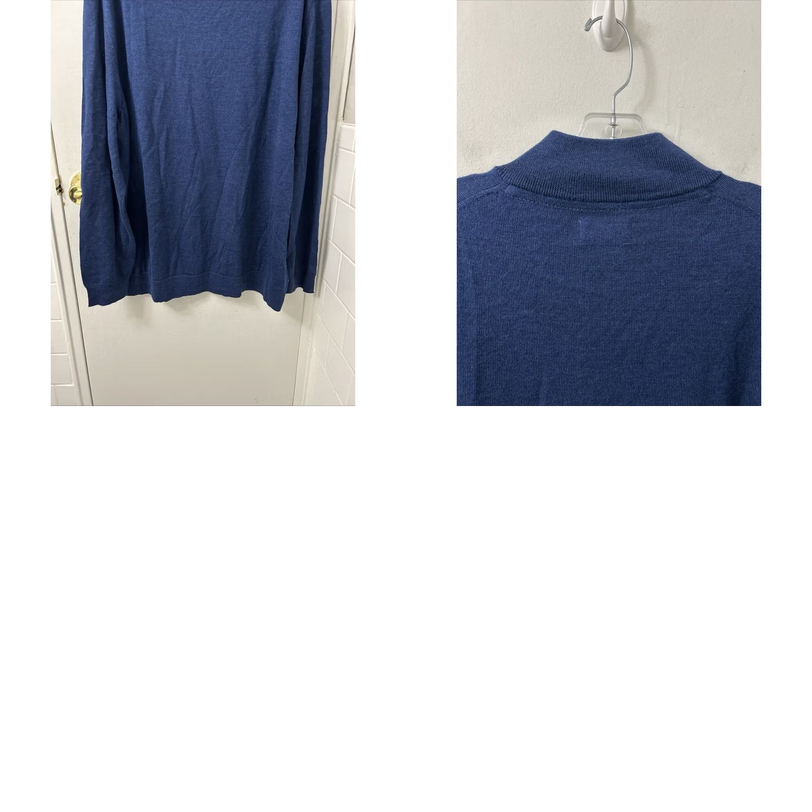 Club Room Club Room 2XL Blue Merino Wool Blend Sweater Long Sleeve Mock Neck Zip Mens NWT Size US XXL / EU 58 / 5 - 9 Thumbnail