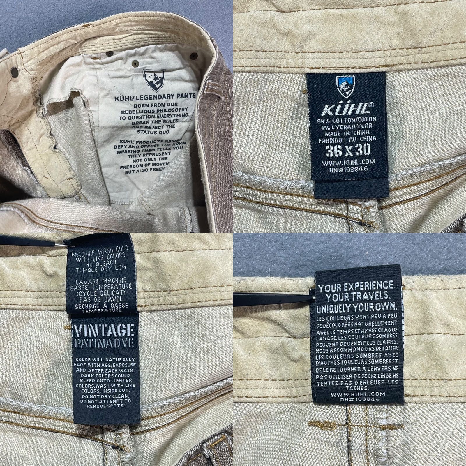 Denime Kuhl Riot Jeans Denim Pants Men's 36x30 Beige Vintage 90s Grunge Straight 5-Pocket Regular Shopwear Pants Men Size US 36 / EU 52 - 10 Thumbnail