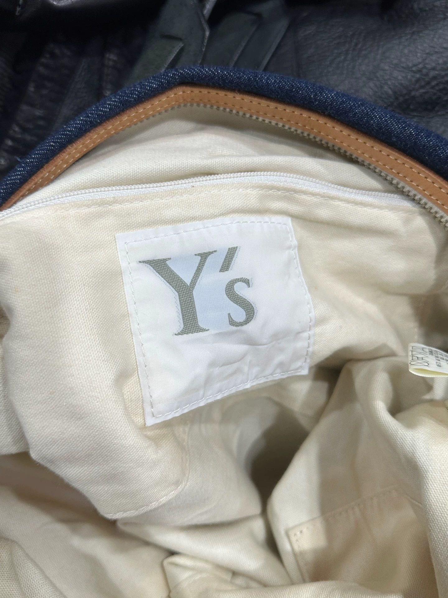 Yohji Yamamoto Yohji Yamamoto Y's navy blue dumpling bag brown trim Size ONE SIZE - 8 Thumbnail