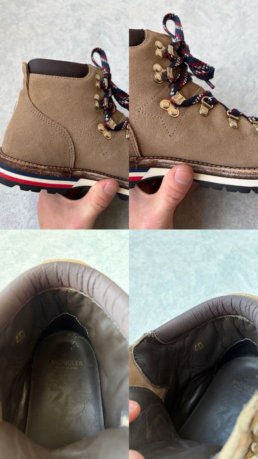 Moncler Moncler Blanche Glittered Suede Ankle Hiking Vibram Boots Size US 10 / IT 40 - 11 Thumbnail