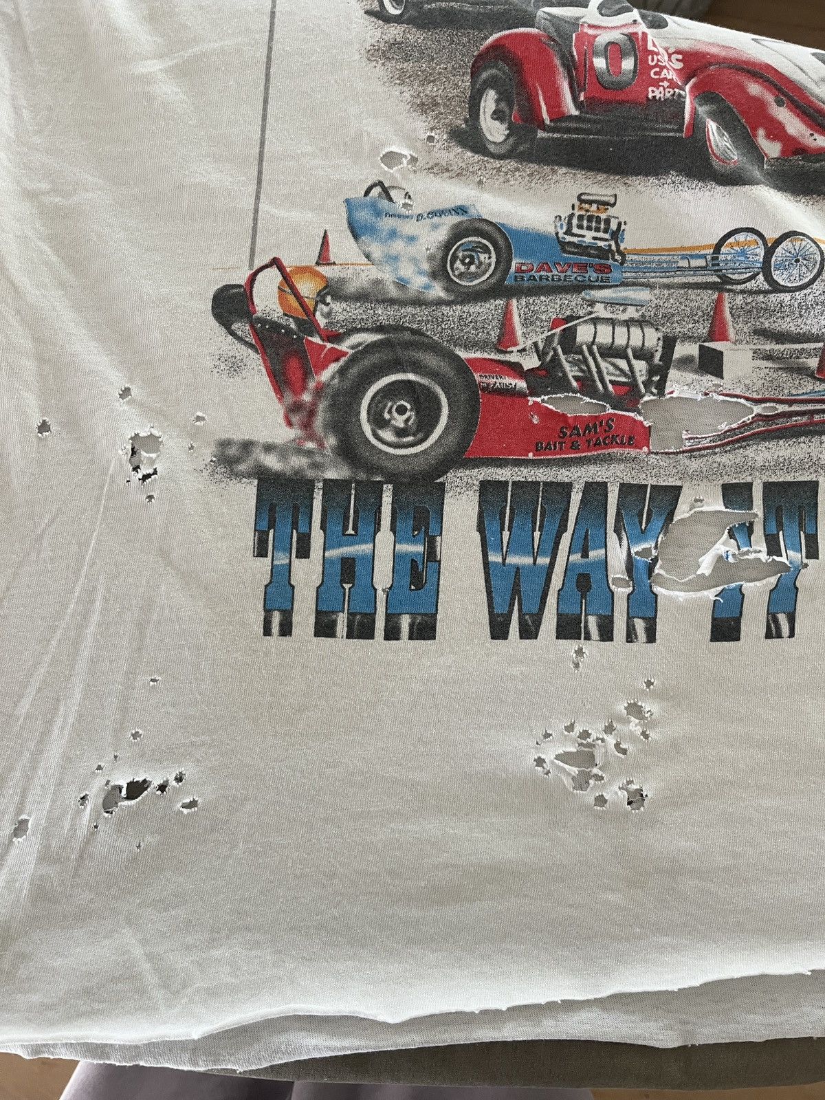 Vintage Vintage 90s Thrashed NASCAR Tee Size US XL / EU 56 / 4 - 7 Thumbnail