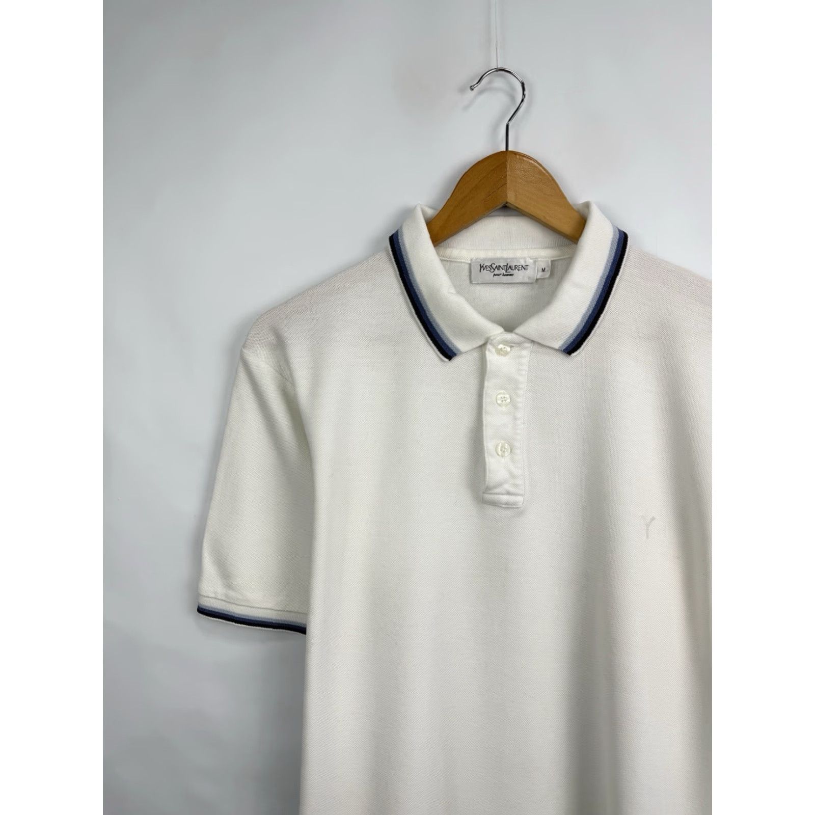 Yves Saint Laurent VINTAGE 90s YSL Yves Saint Laurent Pour Homme Polo T-Shirt M White Mens Polo Shirt Size US M / EU 48-50 / 2 - 3 Thumbnail