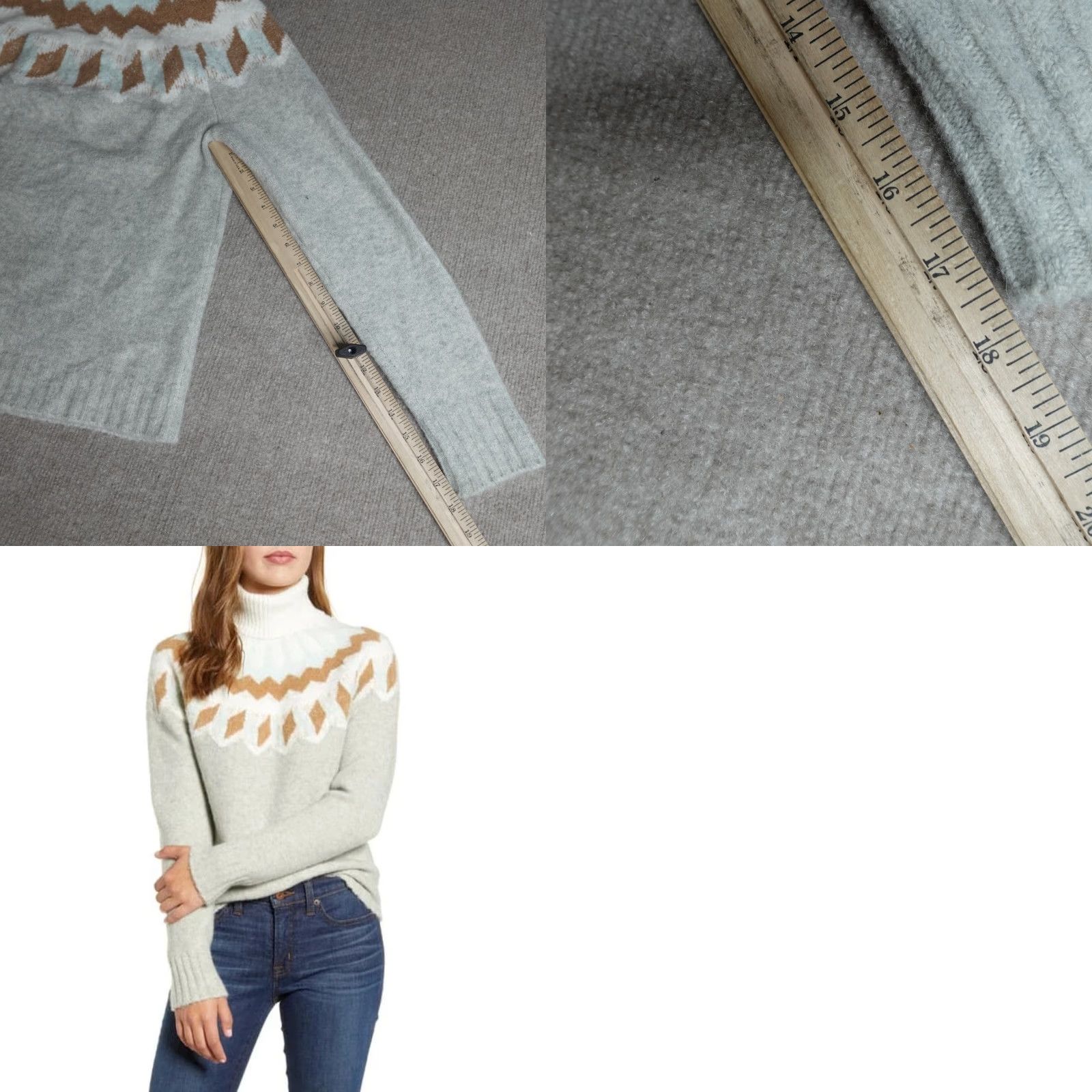 J.Crew J.Crew Womens Sweater Raglan Gray Alpaca Wool Fair Isle Crew Neck Small Pullover Ladies Girls Ladies? Size S / US 4 / IT 40 - 8 Thumbnail