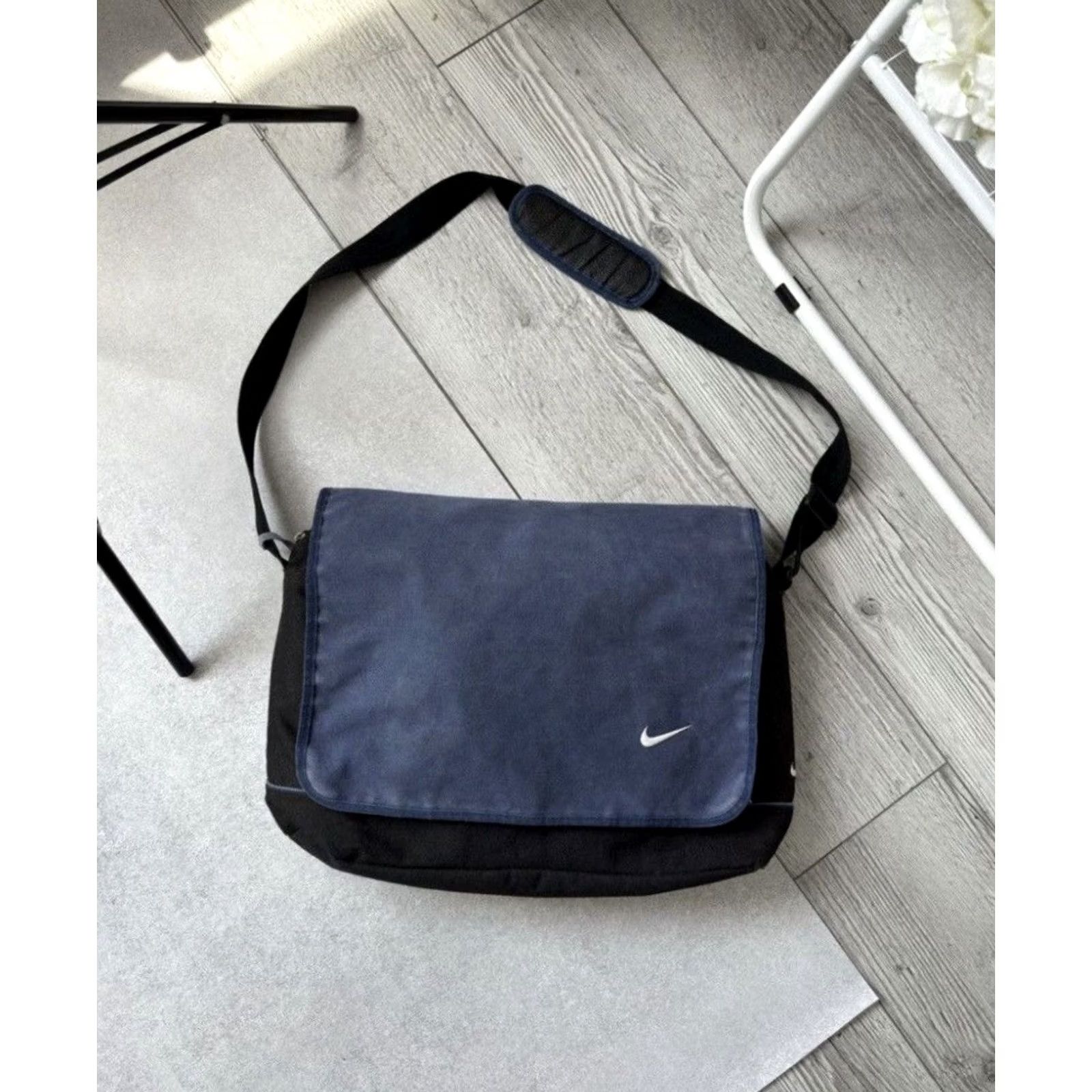 Nike VINTAGE Nike Shoulder Bag Blue Cross 90s Retro Sports Unisex Adults Cotton Polyester Bag Size ONE SIZE - 2 Thumbnail