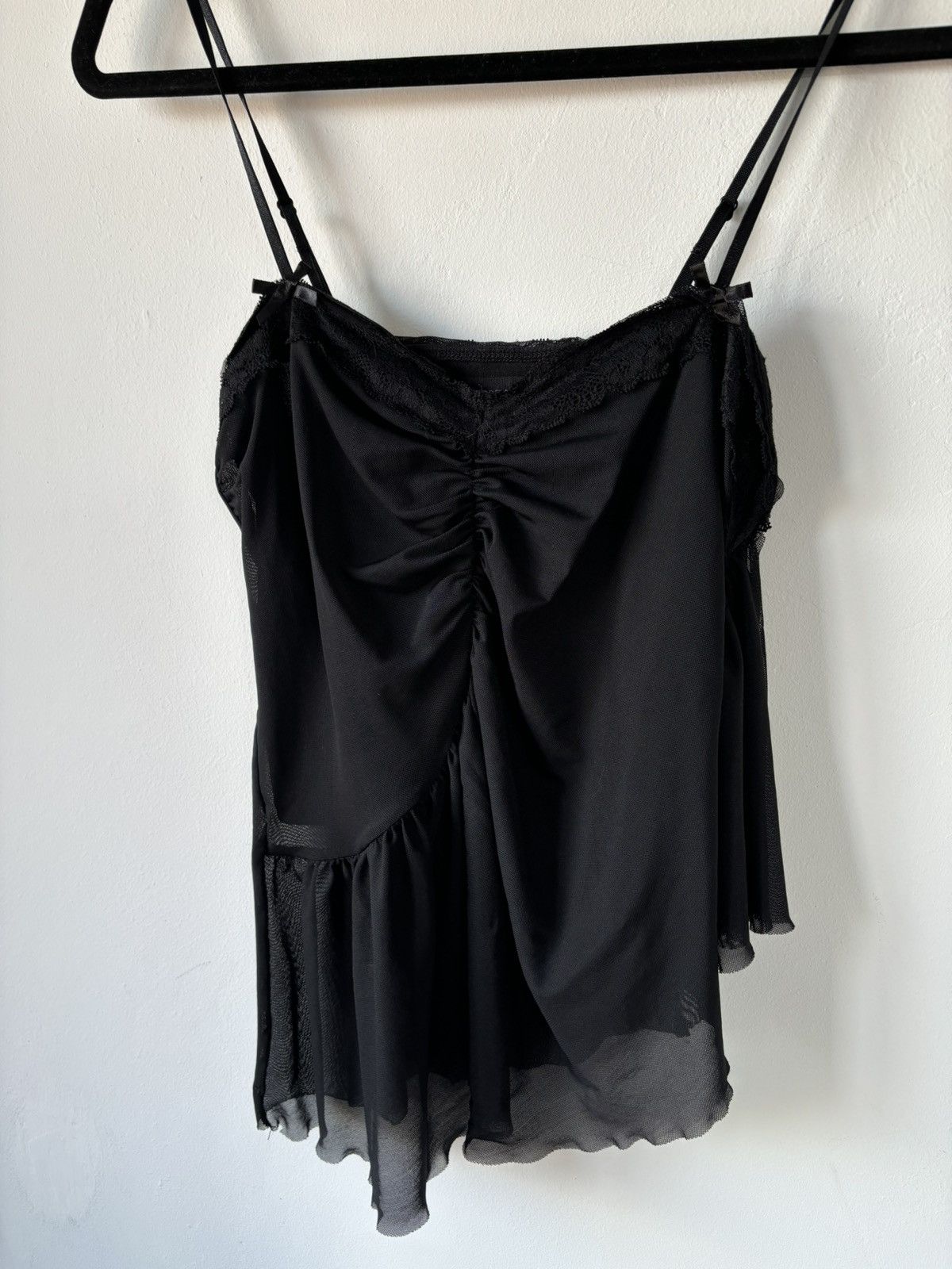 Urban Outfitters × Vintage Asymmetrical Light Before Dark Black Mesh Top Size M / US 6-8 / IT 42-44 - 2 Thumbnail