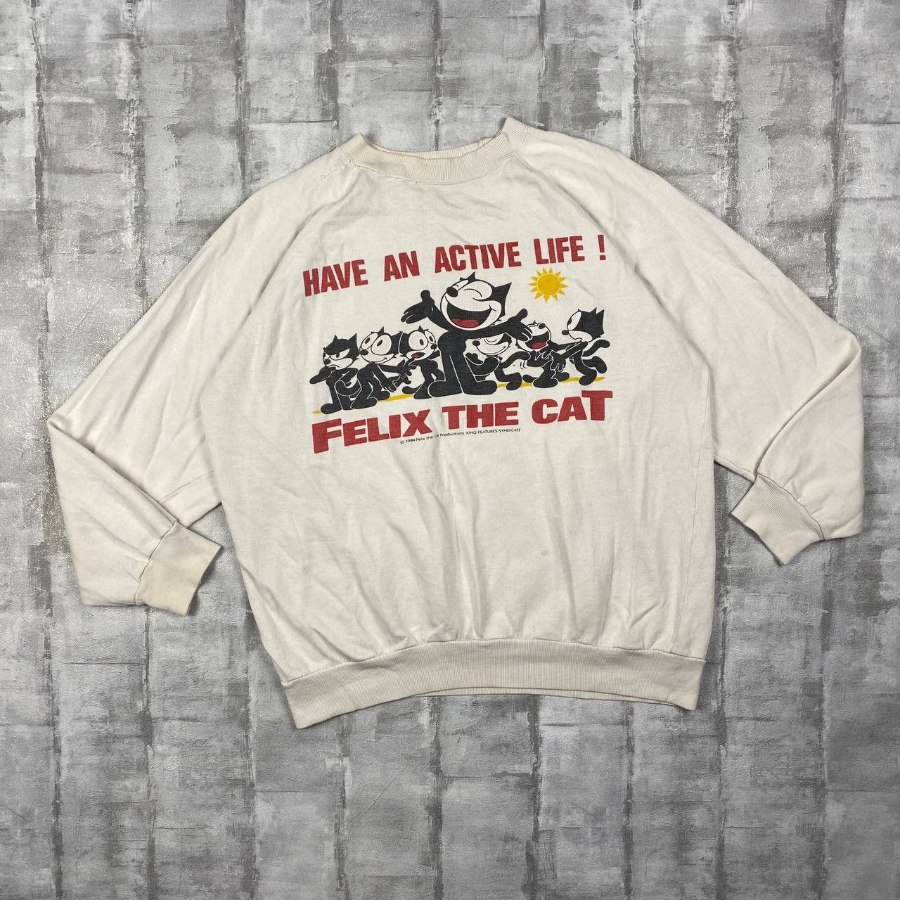 image of Felix The Cat 1984 Copyright Sweatshirt in White, Men's (Size Medium)