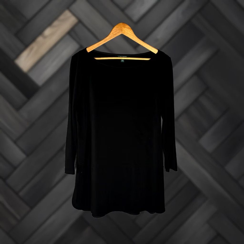Ralph Lauren Ralph Lauren Blouse Tunic Long Sleeve Black Polyester Elastane Size L Womens Size L / US 10 / IT 46 - 1 Thumbnail