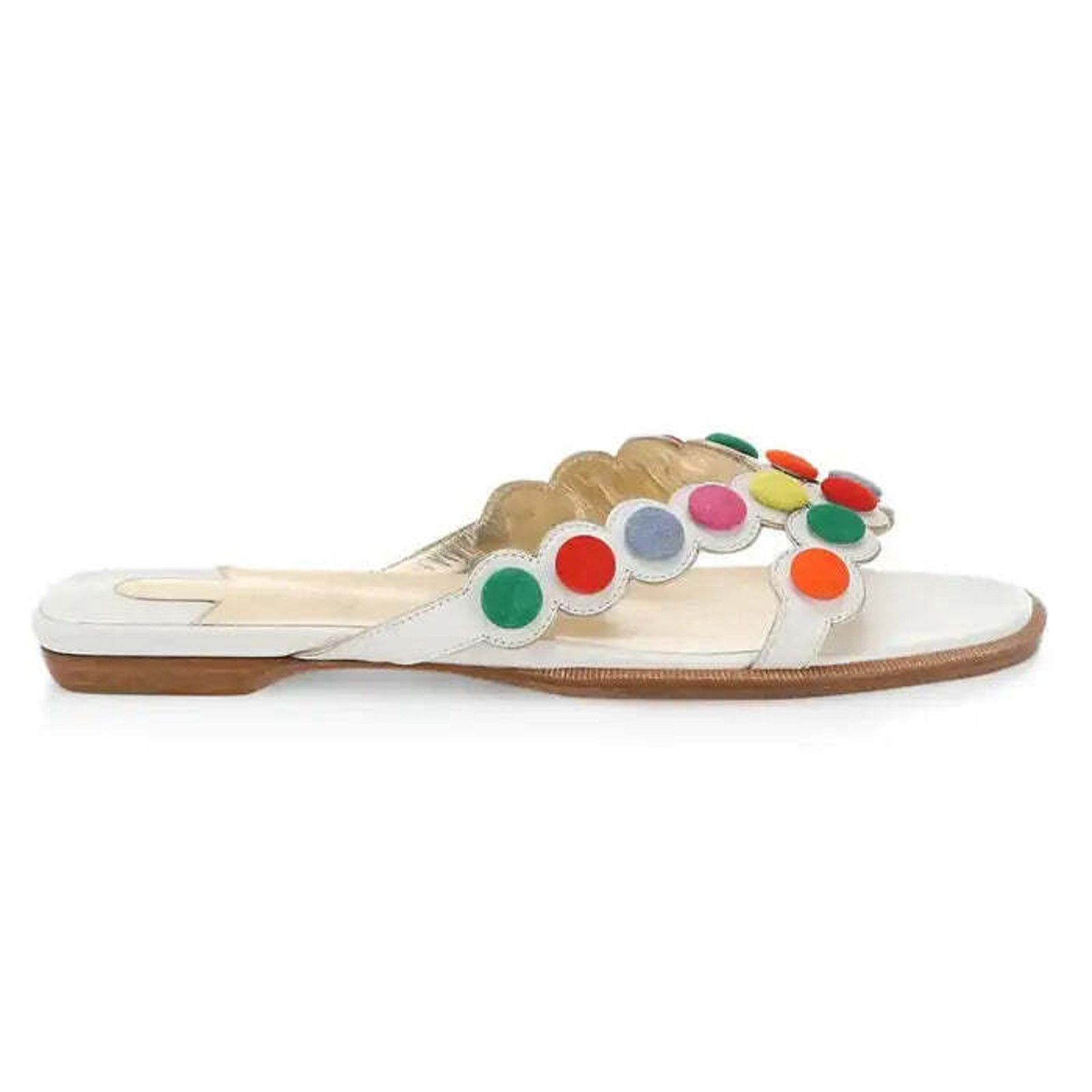 Christian Louboutin Christian Louboutin Smarta Flat White Multicolor Slide Slip Size US 10 / IT 40 - 2 Thumbnail