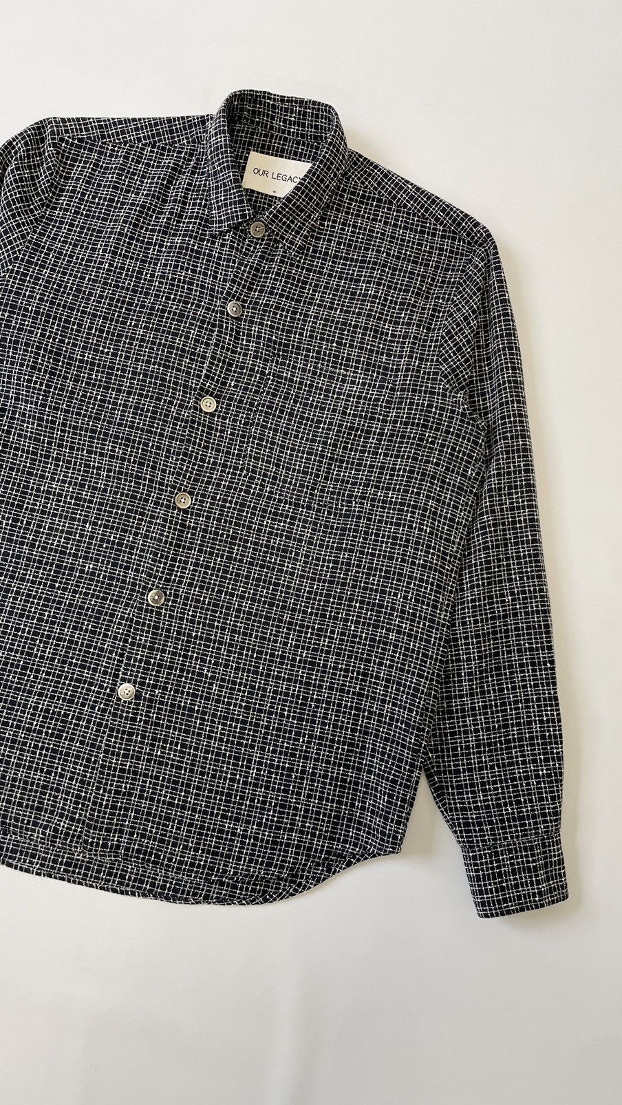 Our Legacy Dark Blue ‘Grid Check Boucle’ Shirt Size US S / EU 44-46 / 1 - 5 Thumbnail