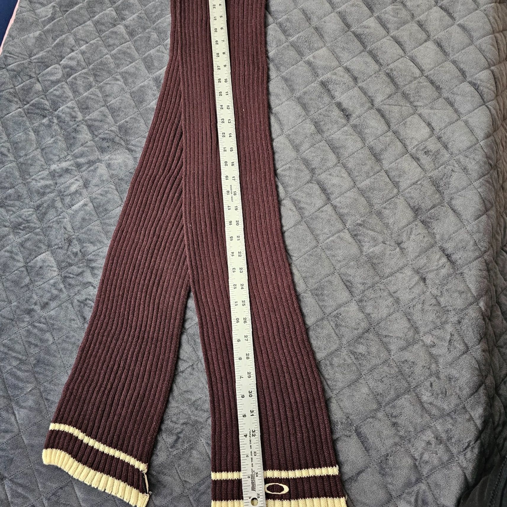 Oakley VINTAGE Oakley Unisex Scarf Brown White Striped Winter Outdoor Warm Size ONE SIZE - 5 Thumbnail