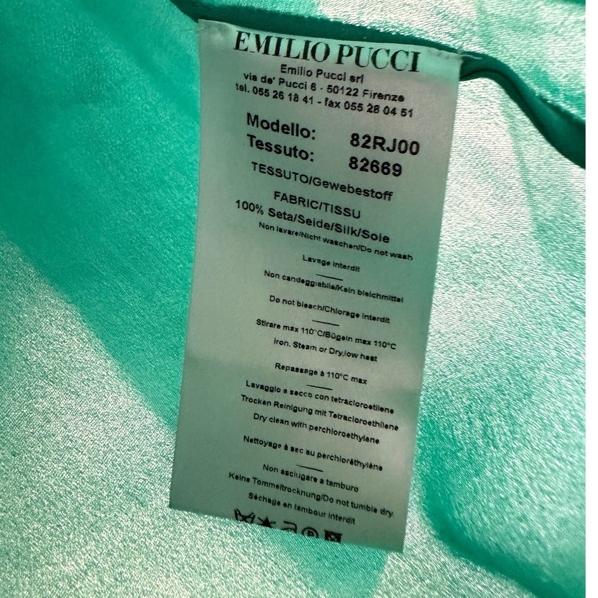 Emilio Pucci Emilio Pucci NWT Teal Silk Shirt Size M / US 6-8 / IT 42-44 - 4 Thumbnail