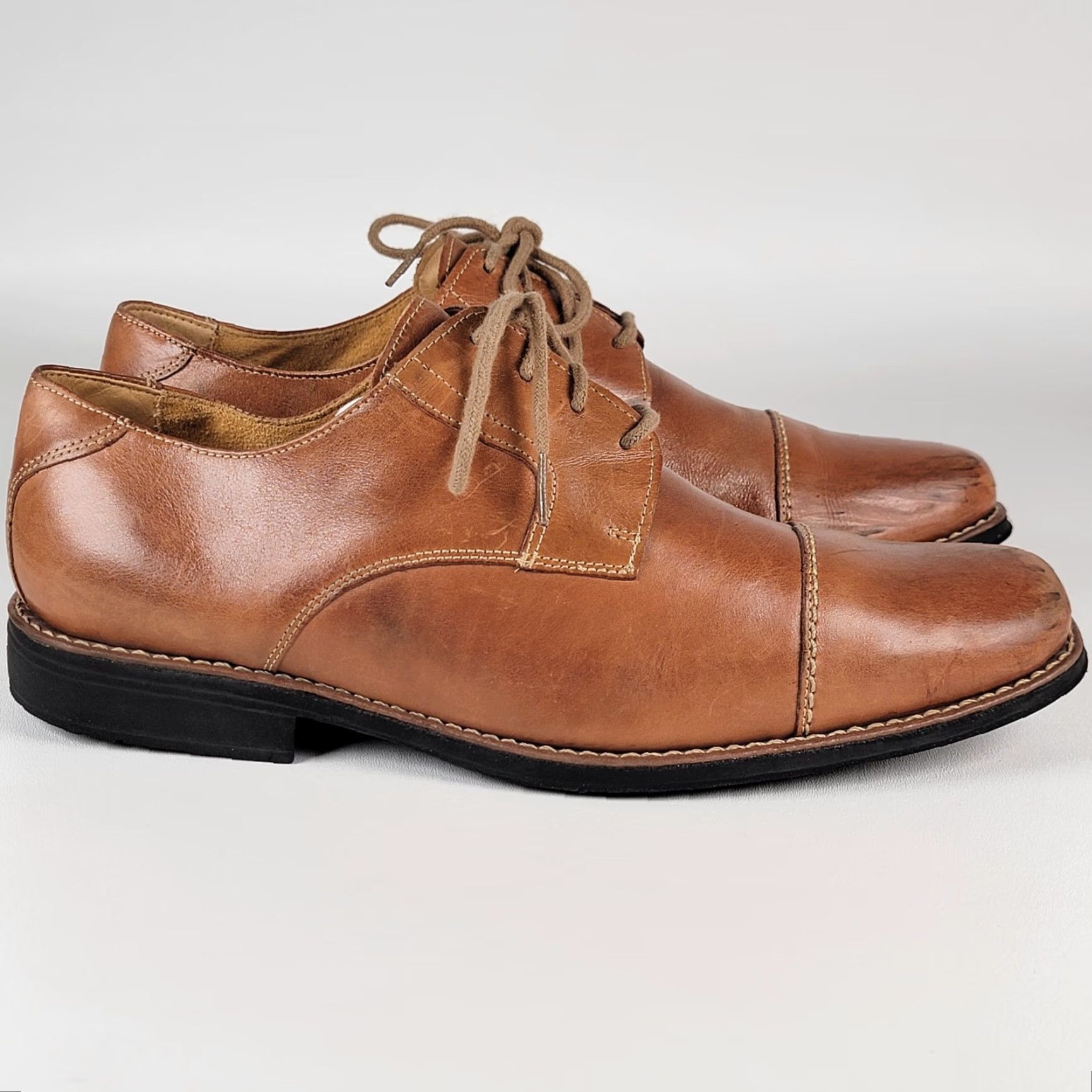 Sandro Moscoloni Sandro Moscoloni Shoes Mens 13 M Brown Leather Dress Cap Toe Derby Square Toe Size ONE SIZE - 2 Thumbnail