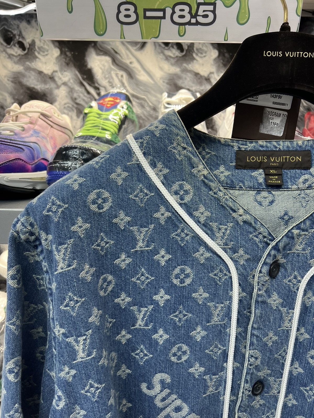 Louis Vuitton Louis Vuitton x Supreme Jacquard Denim Baseball Jersey Size US XL / EU 56 / 4 - 9 Thumbnail