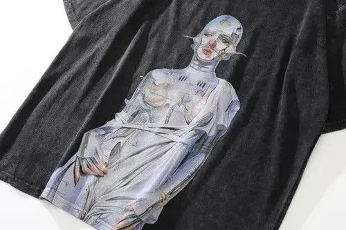 Anime Oversized T-Shirt V Robot Graphic Print Size US L / EU 52-54 / 3 - 2 Thumbnail