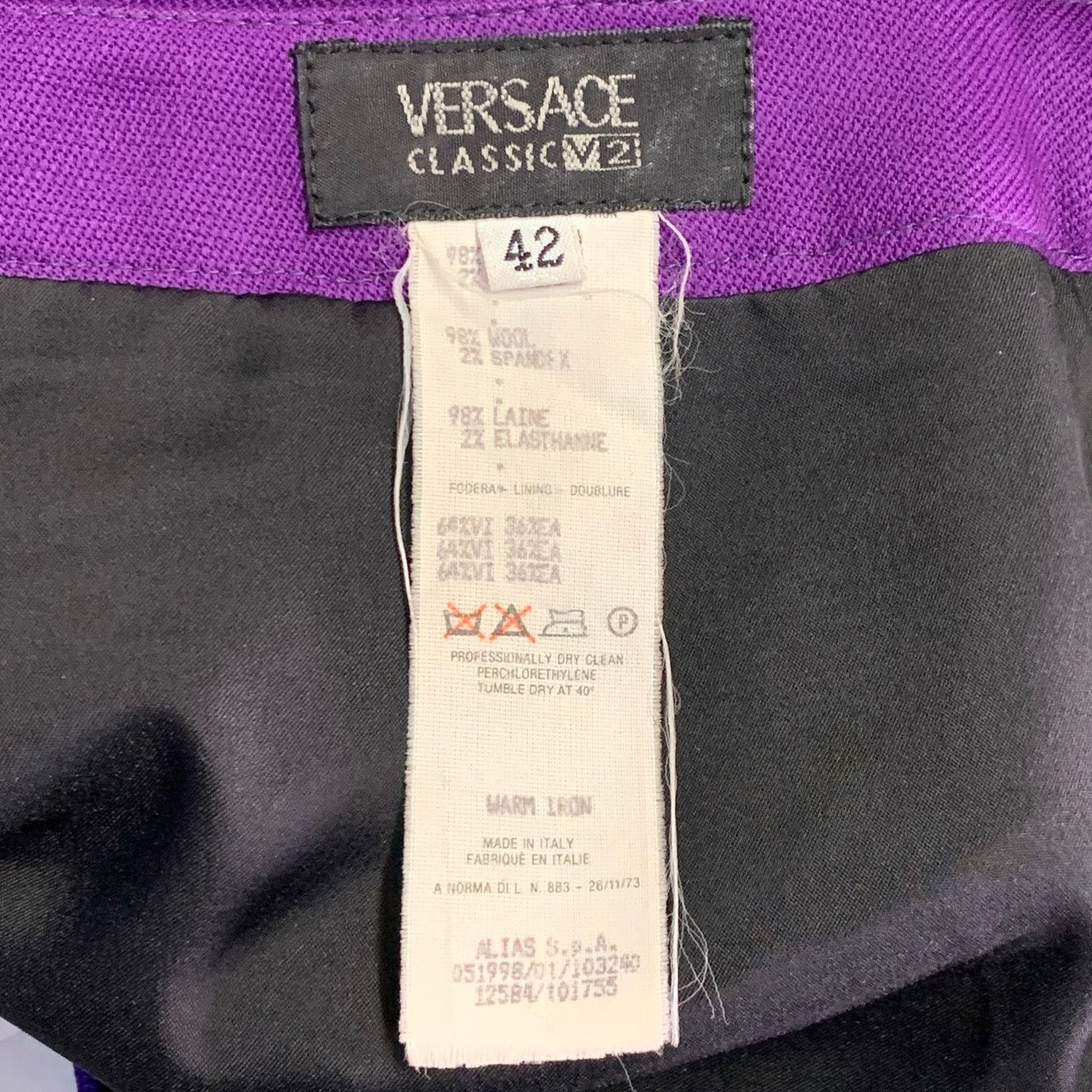 Versace V2 by VERSACE 6 Purple Wool Blend Pencil Knee Length Skirt Size 28" / US 6 / IT 42 - 3 Thumbnail
