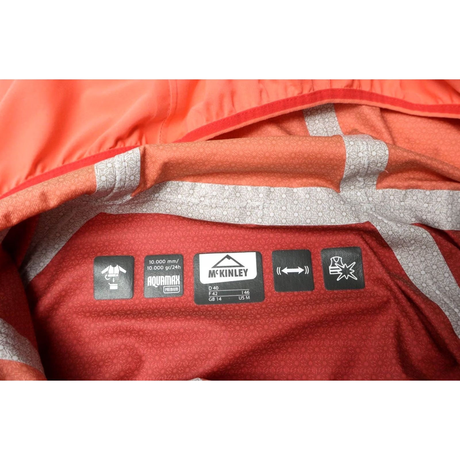 Vintage MCKINLEY Aqvamax Premium Jacket Women's UK 14 Orange Full Zip Hooded Waterproof Size XL / US 12-14 / IT 48-50 - 7 Thumbnail