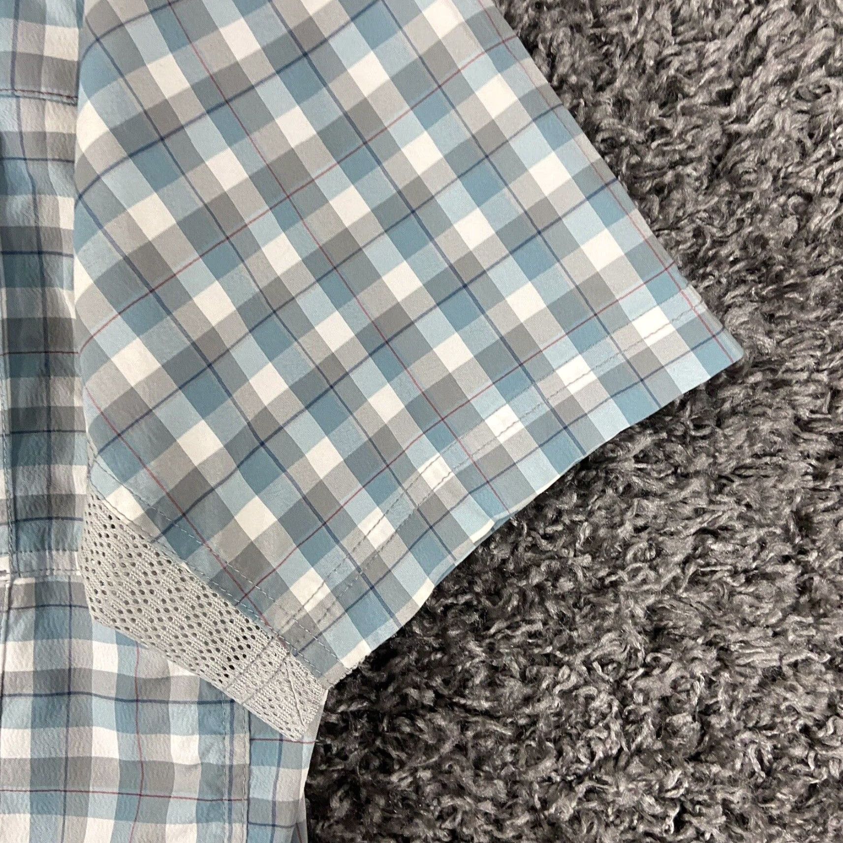 Vintage REI Shirt Blue Plaid Outdoor Button-Up Short Sleeve Men L Size US 33 - 3 Thumbnail