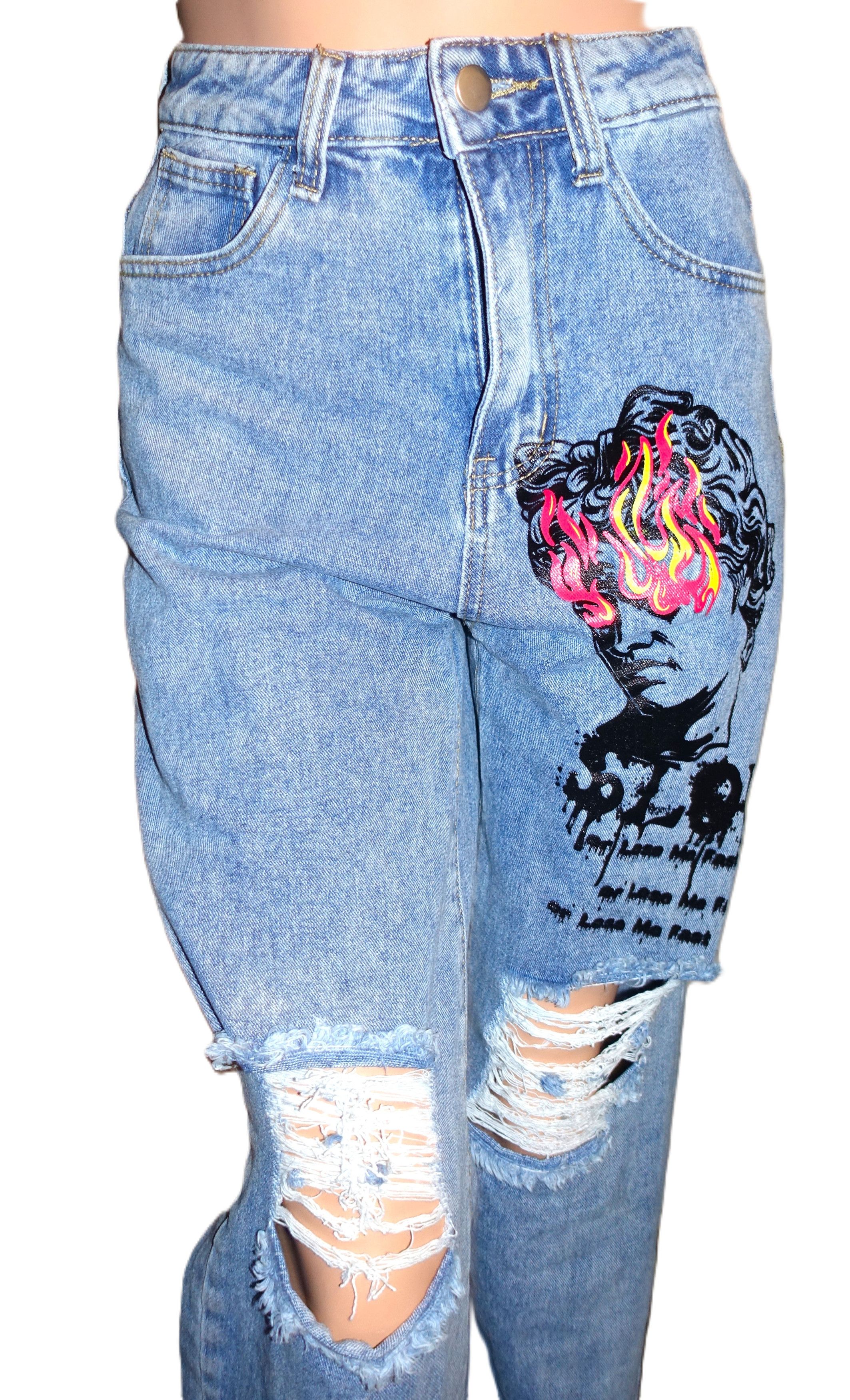 Shein Shein High Waist Frayed Ripped Jeans 2 Size 25" / US 0 / IT 36 - 2 Thumbnail