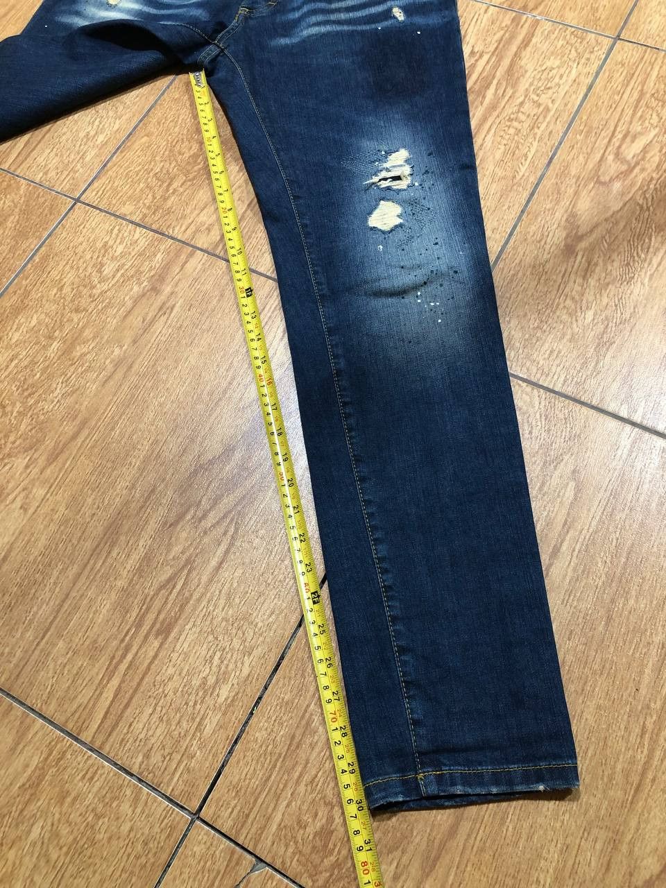 Dsquared2 DSQUARED2 Wash Denim Distressed Straight Jeans Size US 34 / EU 50 - 8 Thumbnail